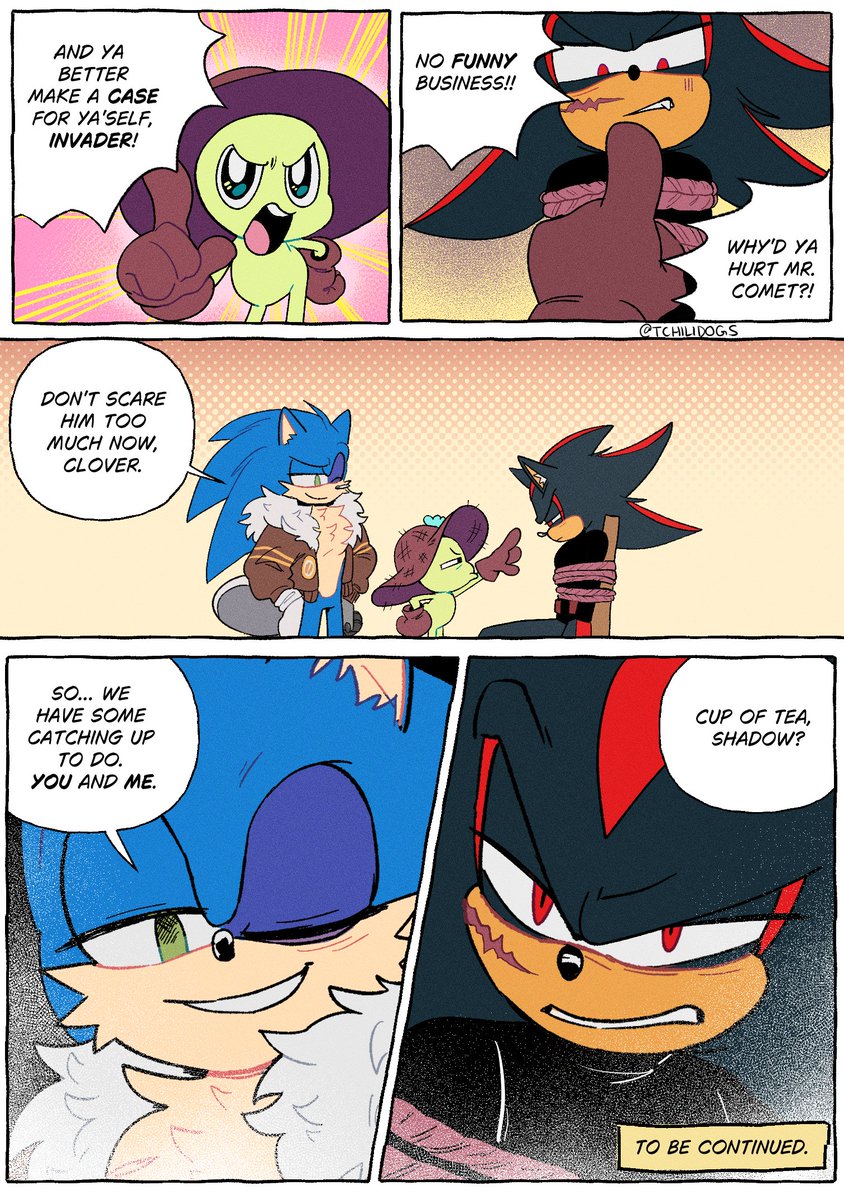 ⭐Chapter 1 (40/40) 
>>The comic will go on hiatus while I work on chapter two! !! <3 

#SonicTheHedgehog #ShadowTheHedgehog #sonadow #brokenfutureau #SonicAU