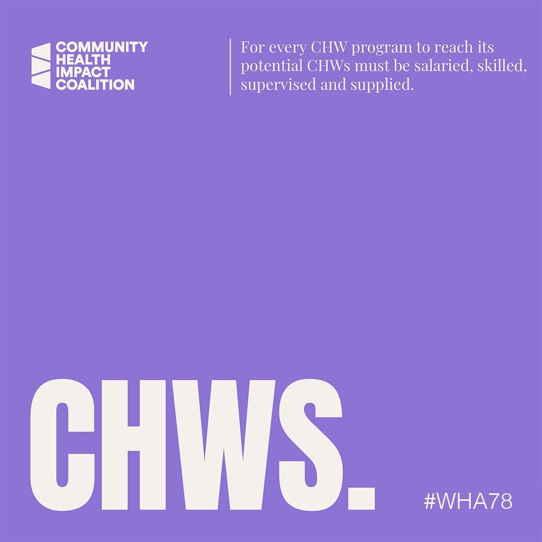 MusoHealth's tweet image. CHWs are vital for #healthforall!
Undeniable evidence shows that CHWs deliver primary health care in a way that improves access, increases equity, and saves lives.
That’s why at #WHA78 we’re advocating for #proCHWs to be the norm worldwide.