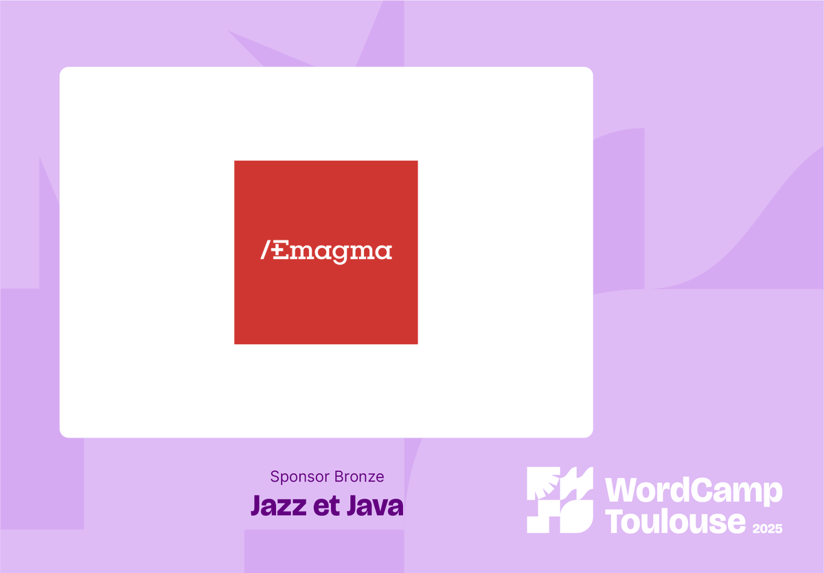 WCToulouse's tweet photo. Merci à notre sponsor Jazz et Java (Bronze) @emagma !

Merci pour votre soutien au WordCamp Toulouse !    

📍 RDV le 23 mai  

👉Plus d'info : https://t.co/CQlbRfn6x2

#WCToulouse #WordPress #WordCamp #WPFR #WP https://t.co/CdBRh9qdZr