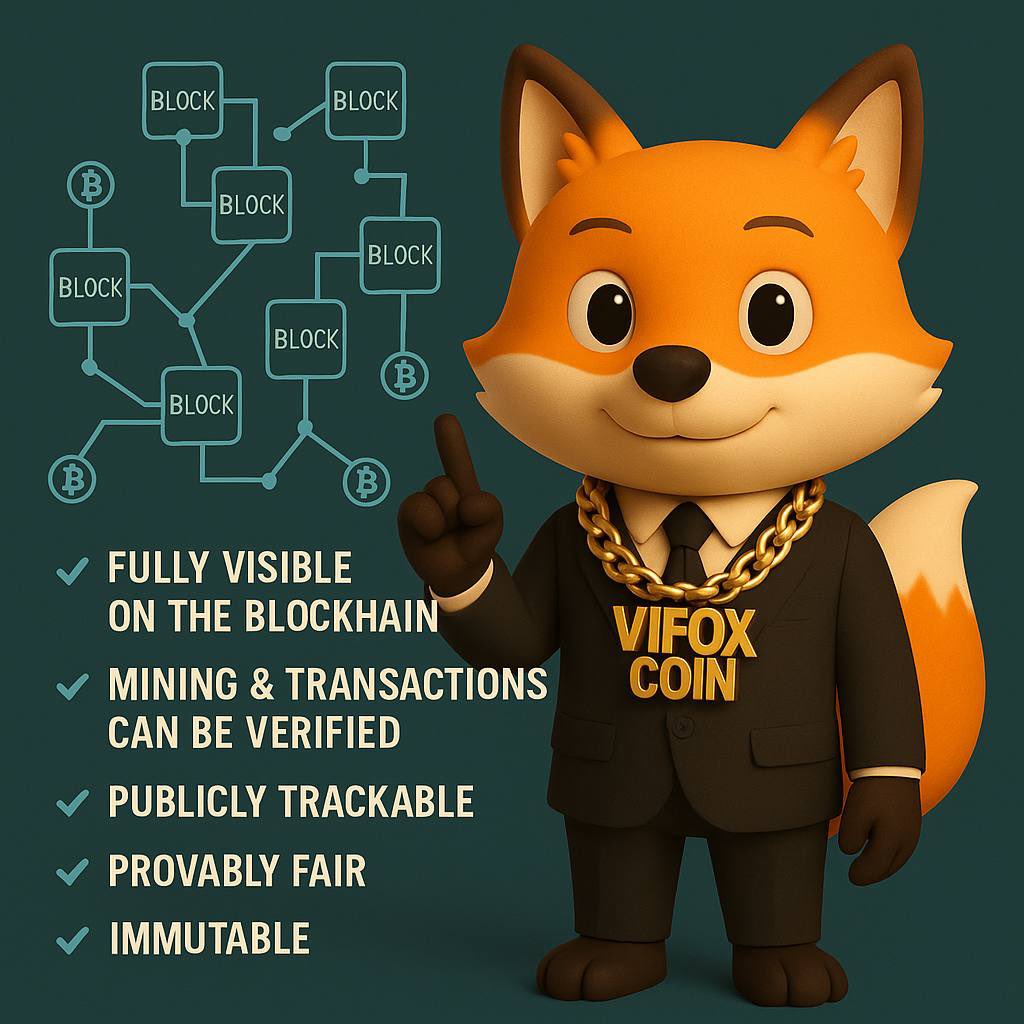 ViFoxCoin's tweet photo. With ViFox Coin, even the creators can’t cheat. Blockchain doesn’t lie.
True decentralization means transparency — and ViFox delivers it, block by block.
#ViFoxCoin https://t.co/Vhqn1WJwsQ