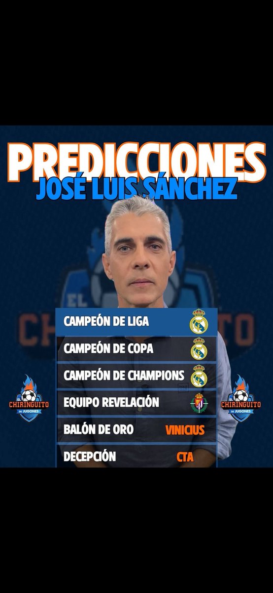 Reycholosimeone's tweet photo. Las predicciones del Chiringuito son una maravilla. https://t.co/xfUoUAtHYE
