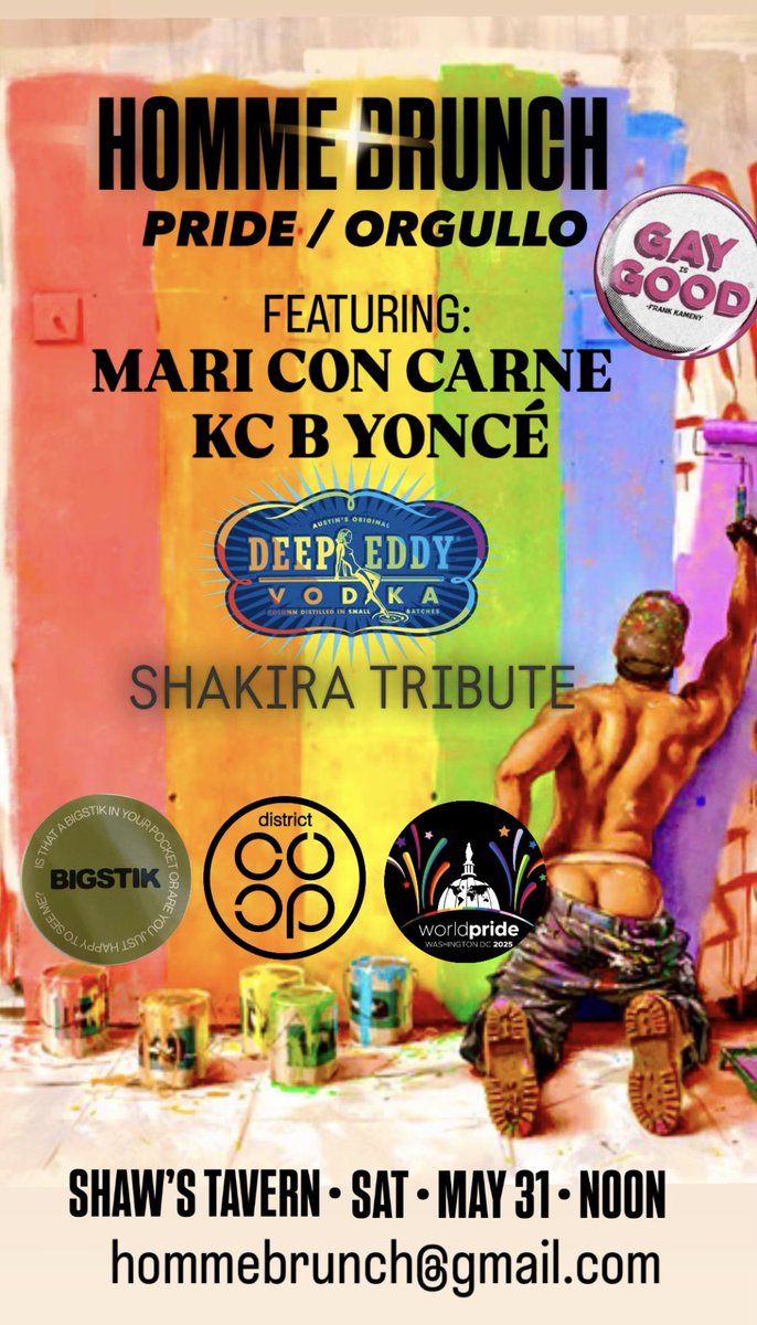 HommeBrunch's tweet photo. MAKE YOUR RESERVATIONS FOR HOMME BRUNCH: WORLD PRIDE..

hommebrunch@gmail.com https://t.co/iQ5uCO998L