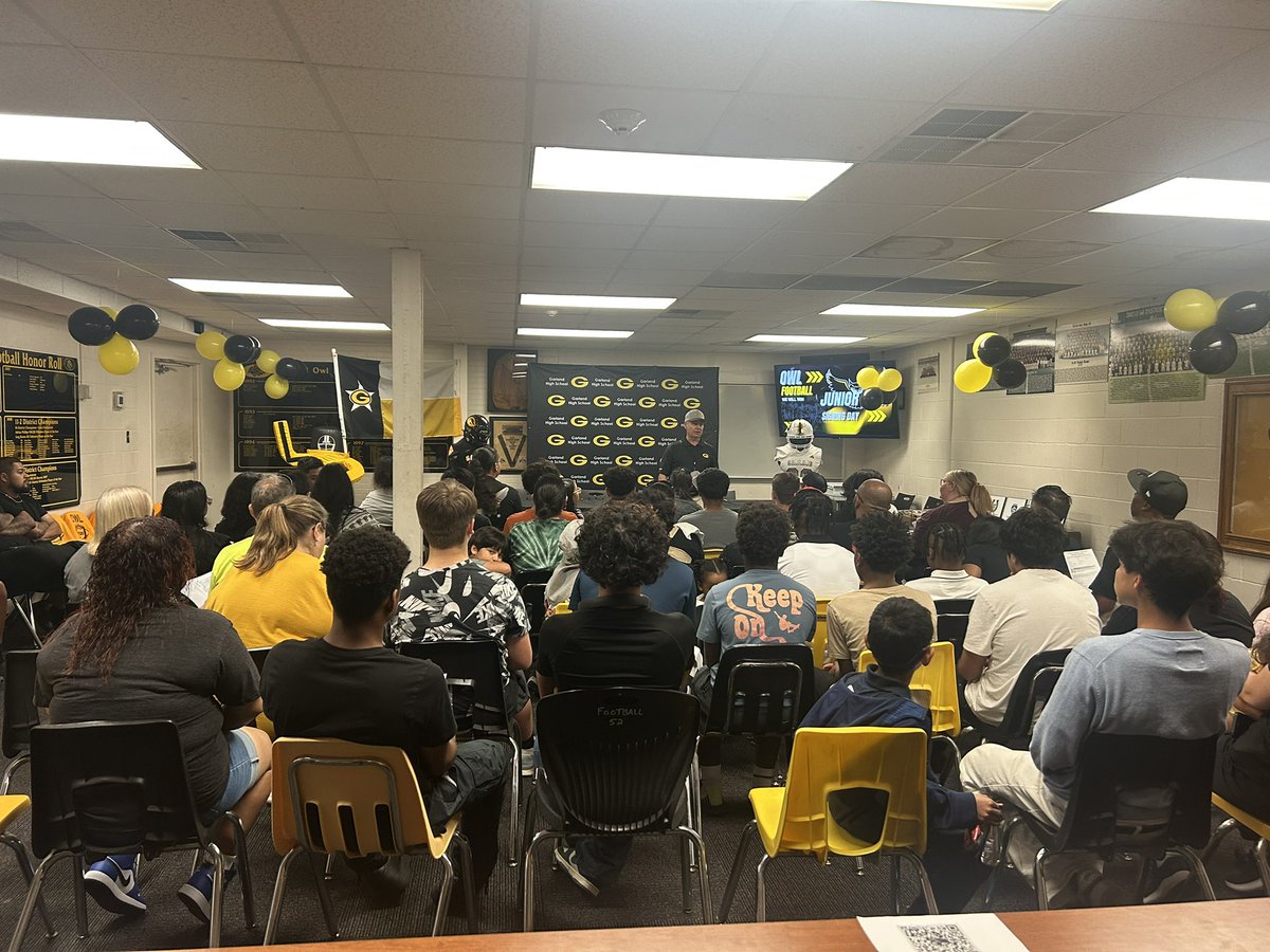 Scott Cooper (@coachcooper45) on Twitter photo 2nd Annual Garland HS Junior High Signing Day! Welcome to all of our incoming Owls! 🦉 🏈 #Classof2029
<a href="/owl_football/">Garland Owls</a> <a href="/GHS_Owls/">Garland High School</a> <a href="/AA_Eagles/">Austin Academy</a> <a href="/Bussey_Owlets/">Bussey Middle School</a> 2nd Annual Garland HS Junior High Signing Day! Welcome to all of our incoming Owls! 🦉 🏈 #Classof2029
<a href="/owl_football/">Garland Owls</a> <a href="/GHS_Owls/">Garland High School</a> <a href="/AA_Eagles/">Austin Academy</a> <a href="/Bussey_Owlets/">Bussey Middle School</a>