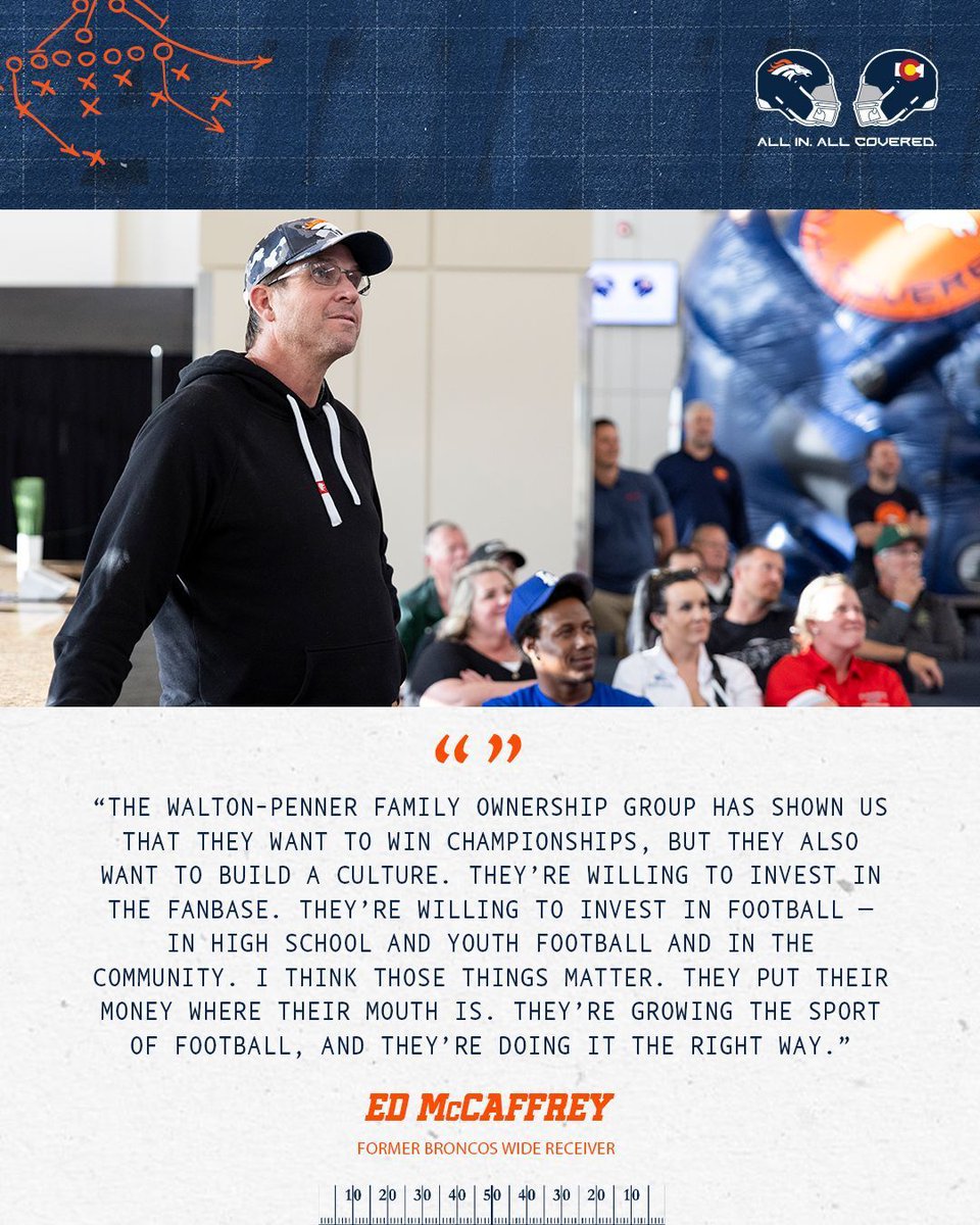 Denver Broncos (@broncos) on Twitter photo "They’re growing the sport of football, and they’re doing it the right way.”
<a href="/87ed/">Ed McCaffrey</a> on the Walton-Penner Family Ownership Group's investment in ALL IN. ALL COVERED. ⬇️ "They’re growing the sport of football, and they’re doing it the right way.”
<a href="/87ed/">Ed McCaffrey</a> on the Walton-Penner Family Ownership Group's investment in ALL IN. ALL COVERED. ⬇️