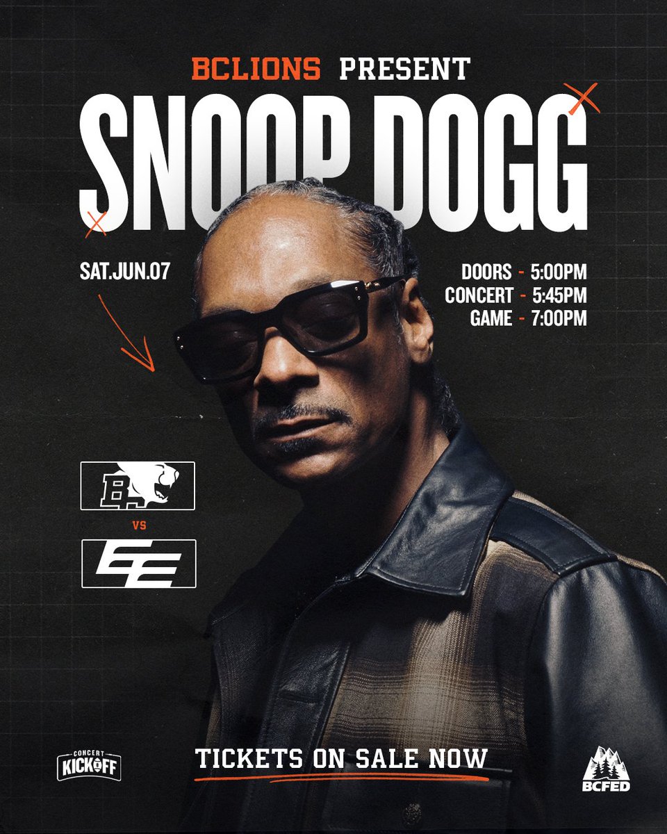 🚨 WOW B.C.! OVER 40K TICKETS GONE! 🚨

Snoop’s headlining Concert Kickoff and fans are TURNING UP! 🔥
Last year hit 53,788 &amp; this one’s moving even faster.

June 7. BC Place. 5:45 PM.

BE THERE 🎟️ bit.ly/42ZpgNJ

#ConcertKickoff2025 #BCLions