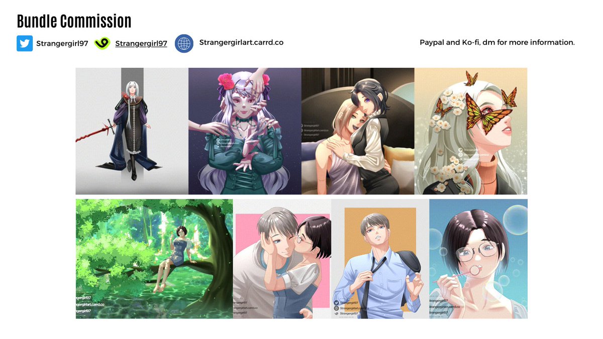 🌟OPEN COMMISSION 2025🌟

✅Bundle Commission
✅Skeb Commission
✅Couple Bundle Comms
✅Background Illustration
✅Mascot
✅Character Sheet
✅YCH

More samples and detail price list :
strangergirlart.carrd.co
available on
vgen.co/strangerGirl97

Discord strangergirl97