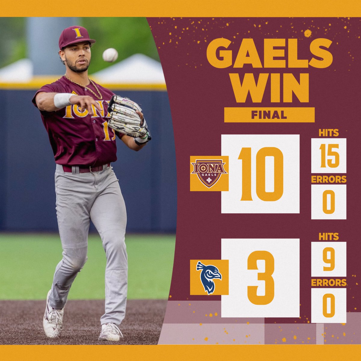 IonaBaseball's tweet image. #GAELSWIN!!! Iona 10, St. Peter's 3
The Gaels take the dub putting up seven runs in the first two innings! Eric goes for all nine backed by big defensive plays by Jayson!
#GaelNation