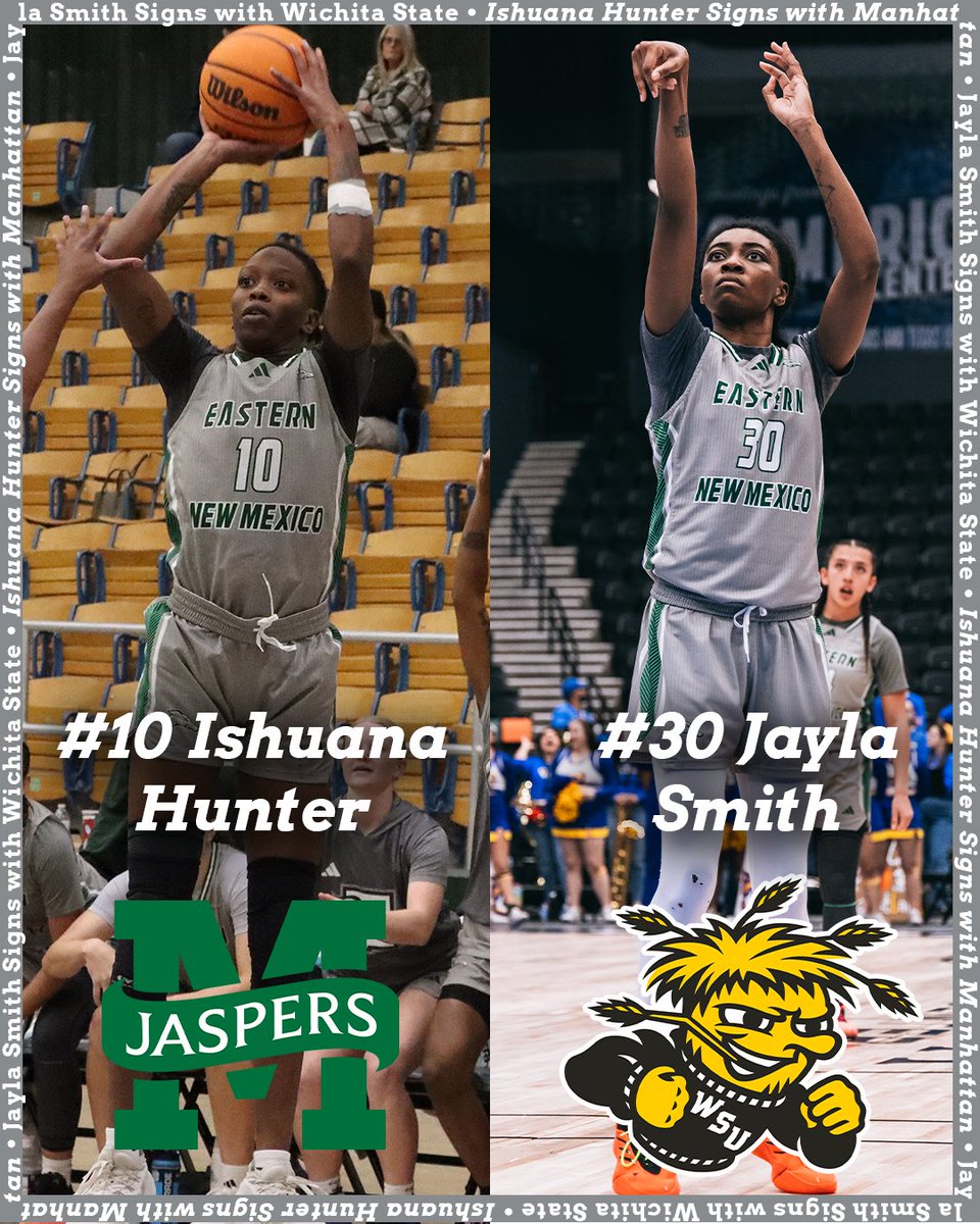 Recent grads, Ishuana Hunter and Jayla Smith have both signed to continue their basketball careers at Division I Institutions. Jayla is set to join Wichita State, while Ishuana will continue their career at Manhattan! We can't wait to see what you do in the future.

#ENMU #ALLIN