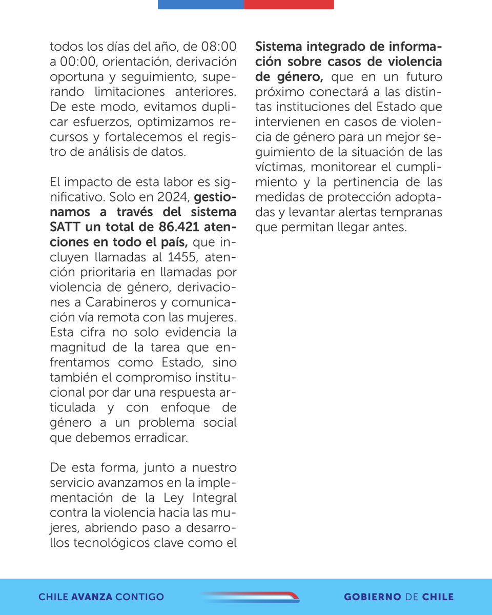 MinMujeryEG's tweet photo. Revisa la columna de la ministra Antonia Orellana y directora Priscilla Carrasco en @La_Segunda sobre el Sistema #SATT, innovación tecnológica que avanza en la implementación de la #LeyIntegral, permitiendo entregar respuestas más eficaces frente a la violencia de género. https://t.co/F4PenQGmQh
