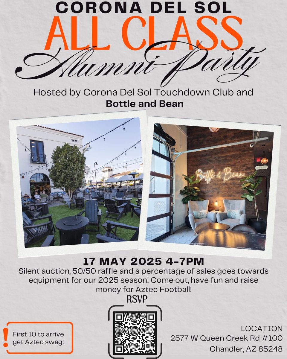 Lori Blomker (@lorib0929) on Twitter photo Corona Del sol all class Alumni party this Saturday 5.17 4-7pm at Bottle and Bean -Hosted by <a href="/SpikeLawrence2/">Spike Lawrence</a>
Grab your fellow Aztecs and help support <a href="/CdS_AztecsFB/">Corona del Sol Football</a> <a href="/CdS_Aztecs/">Corona del Sol Athletics</a> raise money for camp and safety equipment! <a href="/southtempestyle/">South Tempe Style</a> <a href="/CoachElauer51/">Coach Lauer</a> <a href="/AaronFrana/">Aaron Frana</a> <a href="/chadack/">Chad Ackerley</a> Corona Del sol all class Alumni party this Saturday 5.17 4-7pm at Bottle and Bean -Hosted by <a href="/SpikeLawrence2/">Spike Lawrence</a>
Grab your fellow Aztecs and help support <a href="/CdS_AztecsFB/">Corona del Sol Football</a> <a href="/CdS_Aztecs/">Corona del Sol Athletics</a> raise money for camp and safety equipment! <a href="/southtempestyle/">South Tempe Style</a> <a href="/CoachElauer51/">Coach Lauer</a> <a href="/AaronFrana/">Aaron Frana</a> <a href="/chadack/">Chad Ackerley</a>