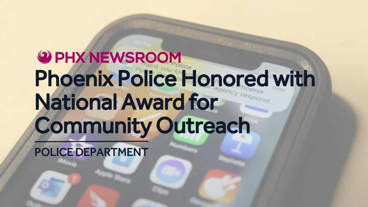 City of Phoenix, AZ (@cityofphoenixaz) on Twitter photo The <a href="/PhoenixPolice/">Phoenix Police</a> Department has been recognized nationally for our innovation in reaching the community we serve and commitment to crime victims.
PHX Newsroom: bit.ly/4dfa9D6 The <a href="/PhoenixPolice/">Phoenix Police</a> Department has been recognized nationally for our innovation in reaching the community we serve and commitment to crime victims.
PHX Newsroom: bit.ly/4dfa9D6