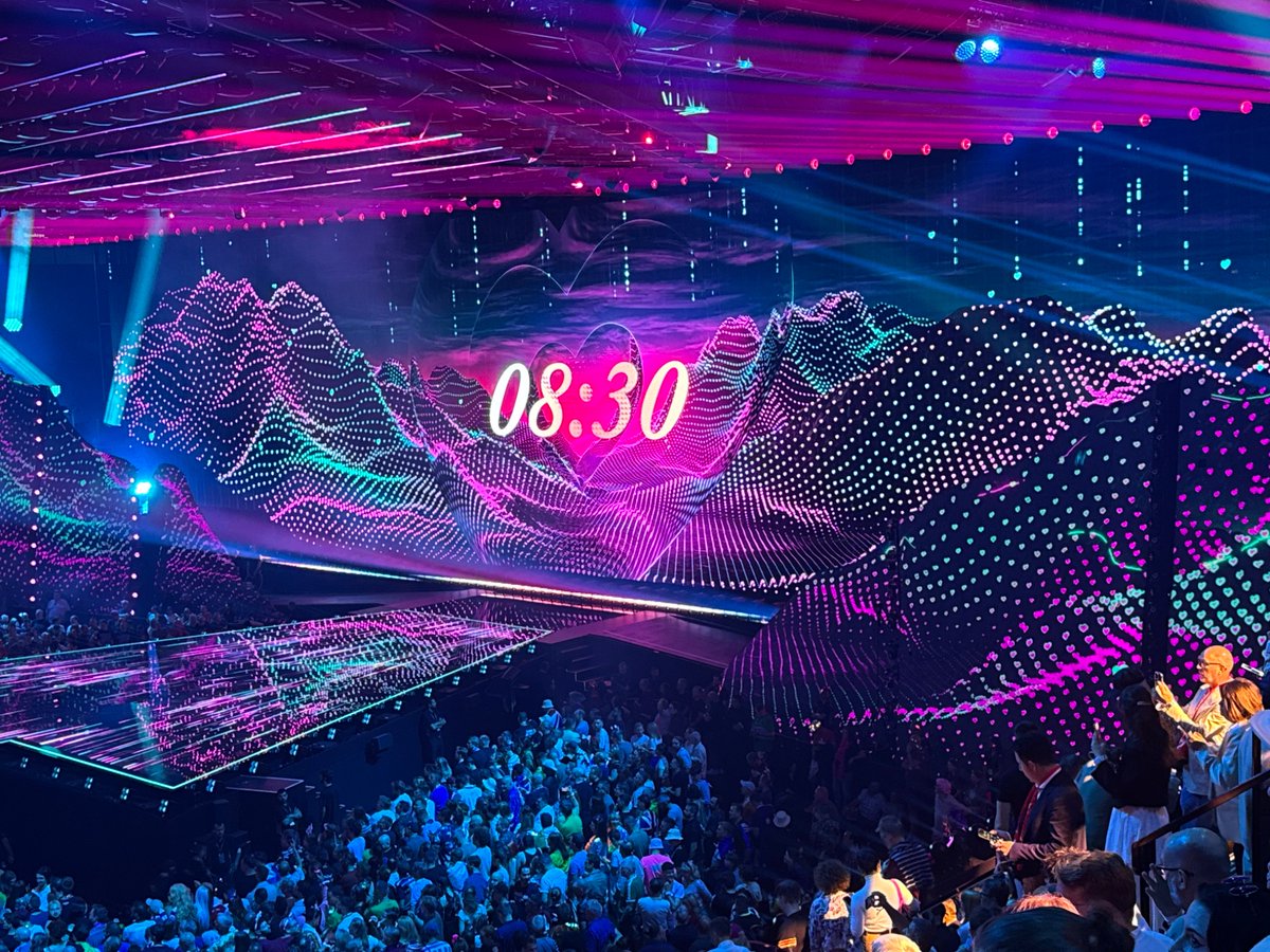 Elmcro's tweet photo. Turns out most of the people who said they’d boycott #Eurovision2025  because of Israel were telling the truth. As a result, no booing at all in the arena tonight. Fantastic and friendly atmosphere and hope the boycott continues for years to come! https://t.co/fN0lGe6fSk