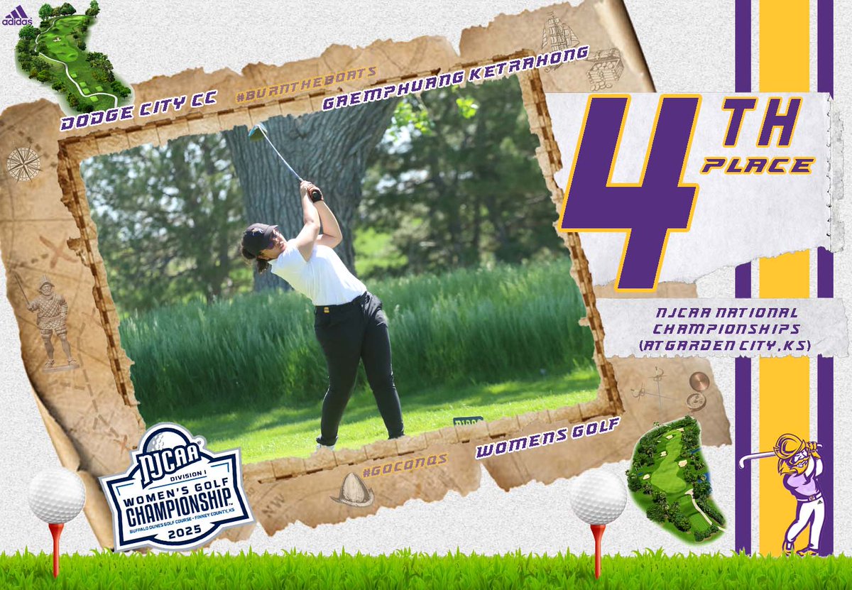 Dodge City CC Conquistadors (@goconqs) on Twitter photo ⛳️Women's Golf | #GoConqs
<a href="/GoConqsWGolf/">Dodge City CC Women’s Golf</a> caps the year with an 7th place finish at the NJCAA National Championship with a 1252 (+100) overall score #BurnTheBoats
Gaemphuang Ketrahong finishes with a 298 (+10) to finish 4th place (matches best individual finish at nationals in ⛳️Women's Golf | #GoConqs
<a href="/GoConqsWGolf/">Dodge City CC Women’s Golf</a> caps the year with an 7th place finish at the NJCAA National Championship with a 1252 (+100) overall score #BurnTheBoats
Gaemphuang Ketrahong finishes with a 298 (+10) to finish 4th place (matches best individual finish at nationals in