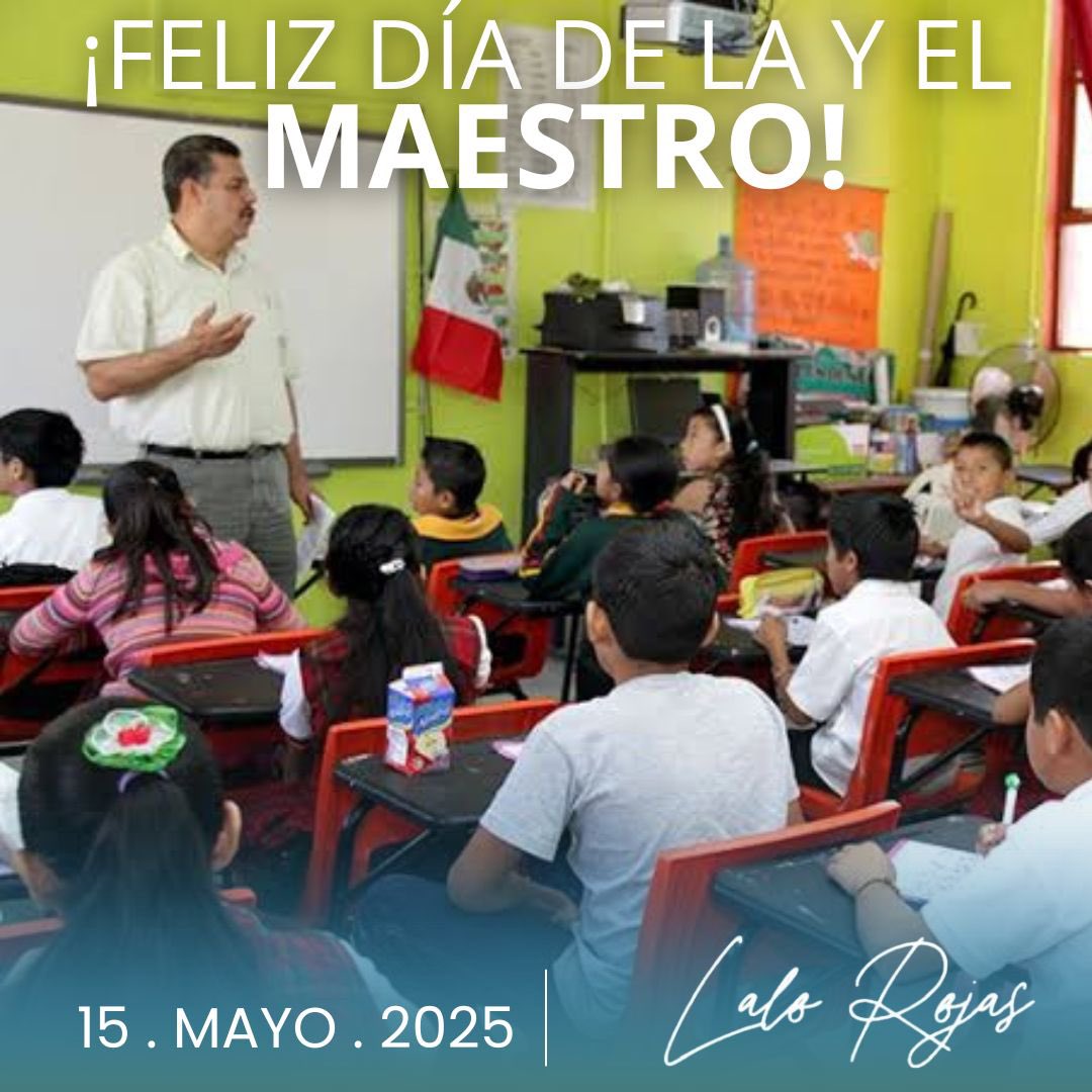 Hay quienes enseñan desde los libros, y hay quienes enseñan desde el corazón. A los maestros que inspiran, desafían y transforman vidas, ¡Gracias por dedicar su tiempo y pasión a construir futuros! Hoy celebramos su entrega y vocación. 

¡Feliz Día del Maestro!

#LaloRojas