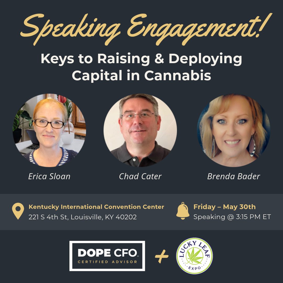 🎙️ We're thrilled to announce that three of our brilliant DOPE CFO VIP members will be sharing their valuable insights at the upcoming Lucky Leaf Expo in Kentucky May 30th at 3:15 PM ET! Use our special promo code DOPE25 for 25% off your tickets!