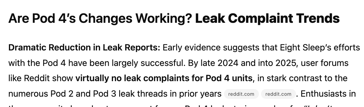 EJ Lawless (@elawless) on Twitter photo Couldn't get an answer from their customer service.
Turned to <a href="/perplexity_ai/">Perplexity</a> to see if eightsleep fixed their leak issue: perplexity.ai/search/what-ha…
(and they did!) Couldn't get an answer from their customer service.
Turned to <a href="/perplexity_ai/">Perplexity</a> to see if eightsleep fixed their leak issue: perplexity.ai/search/what-ha…
(and they did!)