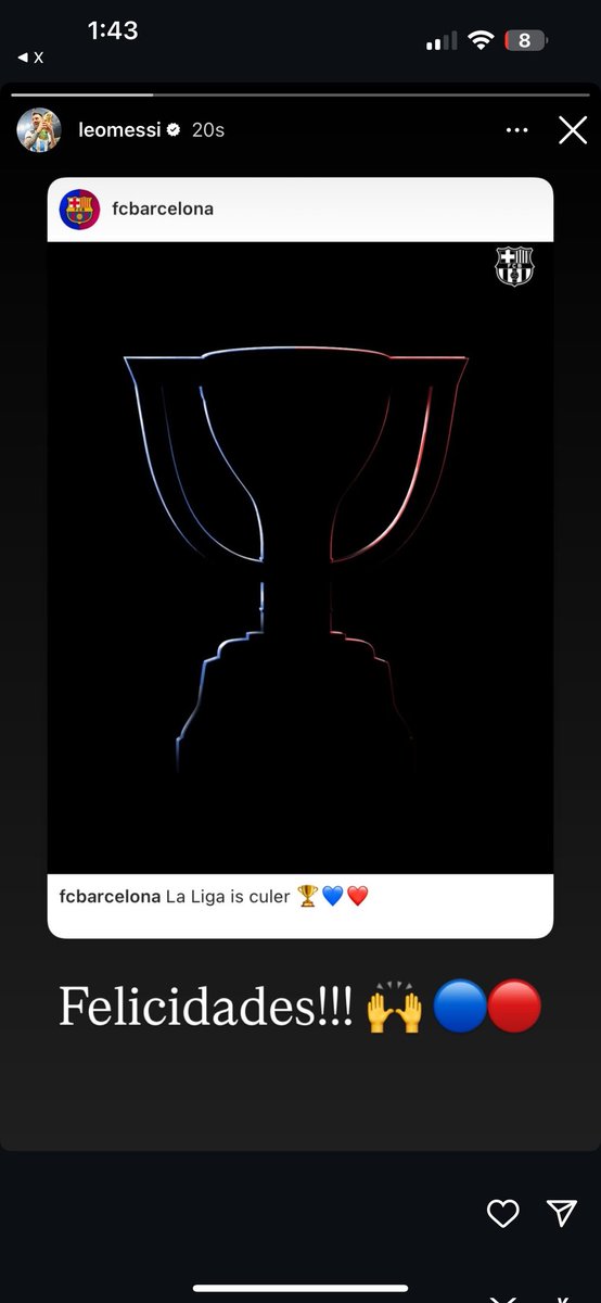 📲 Leo Messi złożył gratulacje FC Barcelonie. [IG] 💙❤️
