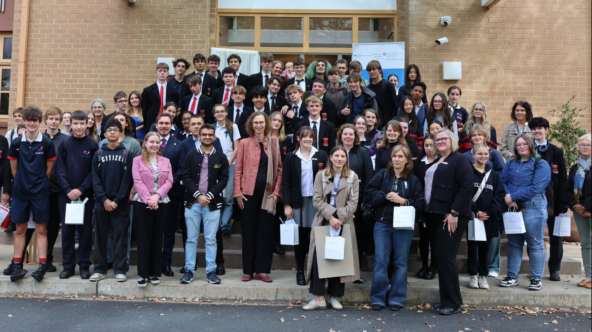 Embassy of Switzerland in Australia (@swissembassyaus) on Twitter photo Ein grosses Dankeschön to the 🇦🇹 Austrian Embassy for hosting the Tag der Deutschen Sprache with the 🇩🇪 <a href="/GermanyInOz/">German Embassy AUS</a> and 🇨🇭us!
80 students from across the ACT came together to explore our cultures, economies, and study opportunities — and enjoy a taste of our countries! 🍴 Ein grosses Dankeschön to the 🇦🇹 Austrian Embassy for hosting the Tag der Deutschen Sprache with the 🇩🇪 <a href="/GermanyInOz/">German Embassy AUS</a> and 🇨🇭us!
80 students from across the ACT came together to explore our cultures, economies, and study opportunities — and enjoy a taste of our countries! 🍴