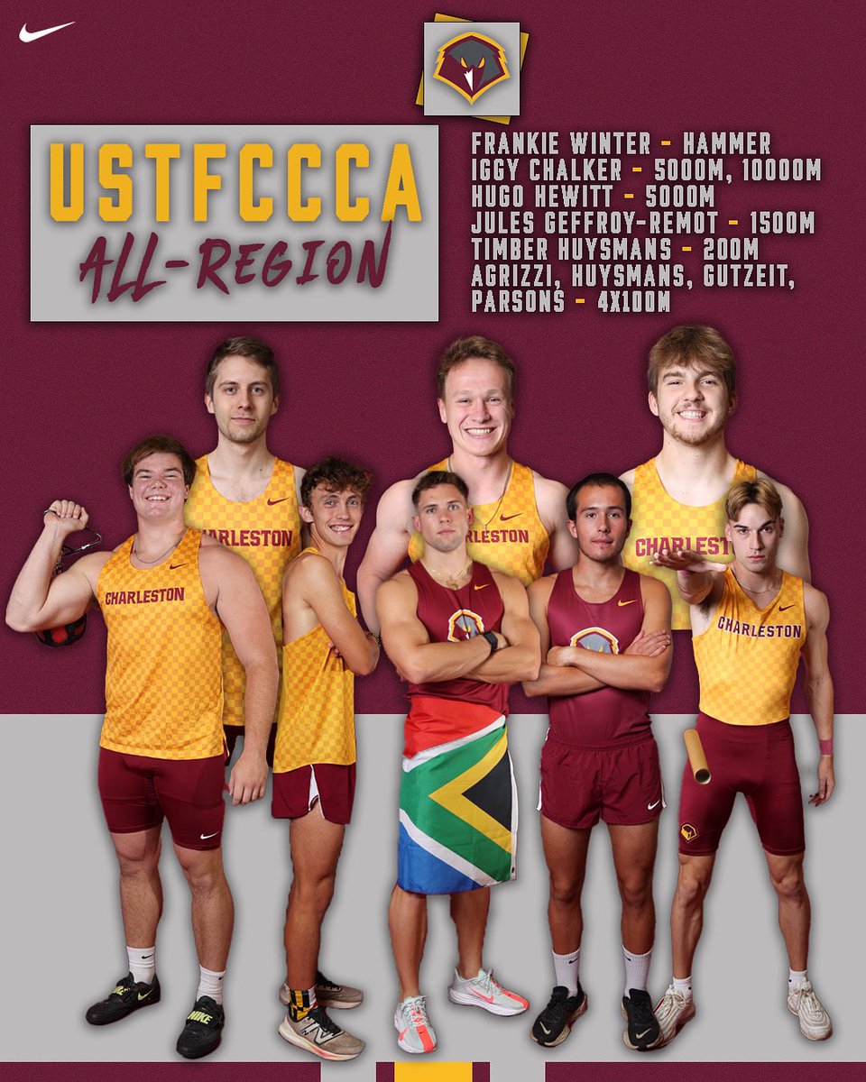 ucwv_athletics's tweet image. 🏃♂️ Men’s Track and Field earns multiple All-Region nominations 😮
Frankie Winter, Iggy Chalker, Hugo Hewitt, Jules Geffroy-Remot, Timber Huysmans, Roberto Agrizzi, Tim Gutzeit, and Zach Parsons each secured a spot on the prestigious All-Region Team 🔥
#Wingsup