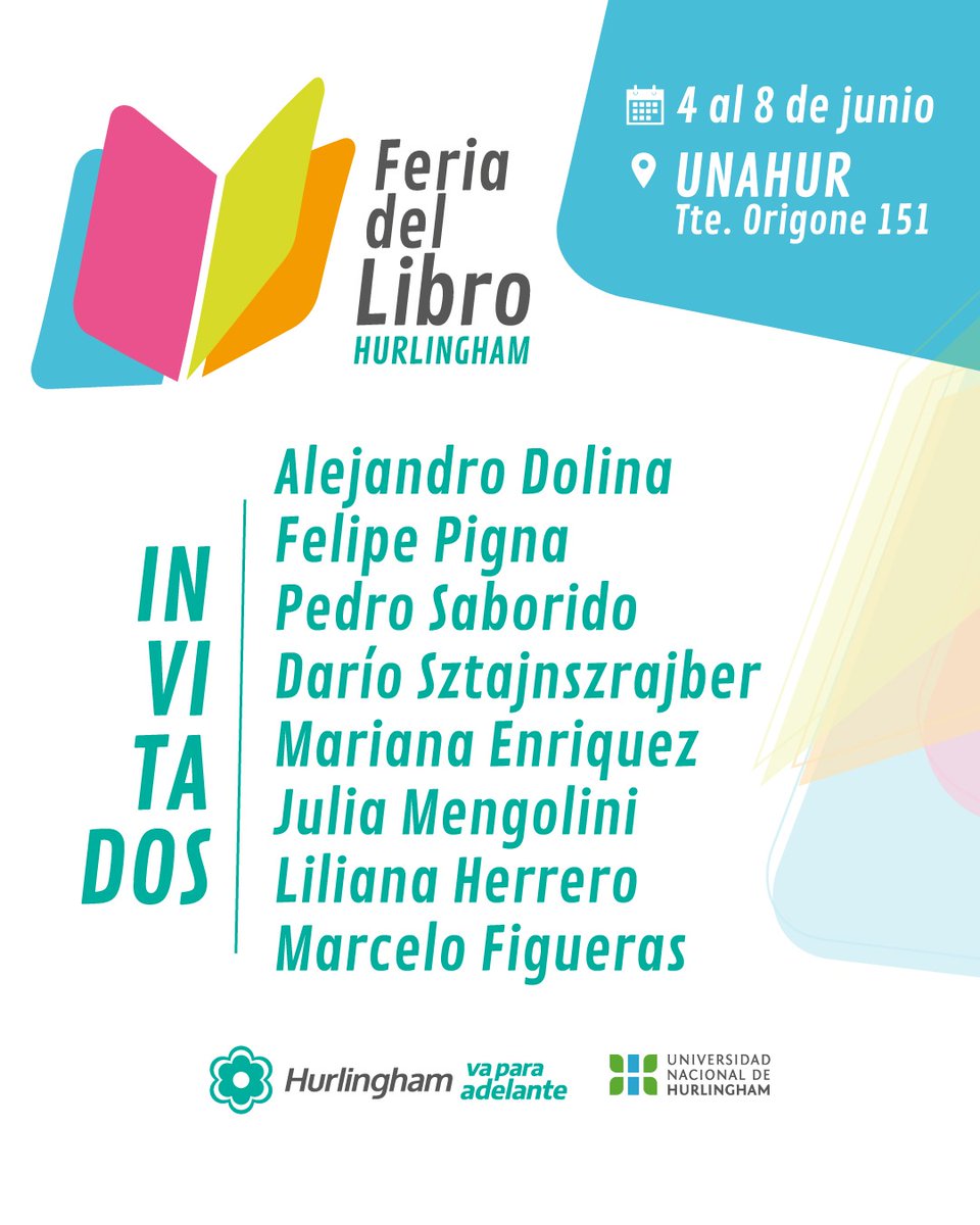 DamianSelci's tweet image. ¡SE VIENE LA FERIA DEL LIBRO DE HURLINGHAM! ✍🏽🌺📚 ¡NO TE LA PIERDAS! 

Del 4 al 8 de junio vamos a estar viviendo la Feria del Libro de Hurlingham en la UNAHUR, un espacio de encuentro con toda la comunidad para compartir charlas, talleres de literatura, arte, música y, ¡mucho…