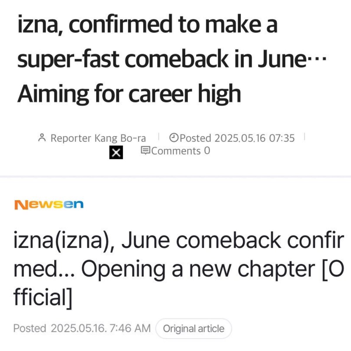 IZNA COMEBACK IN JUNE WTF

🔗 slist.kr/news/articleVi…