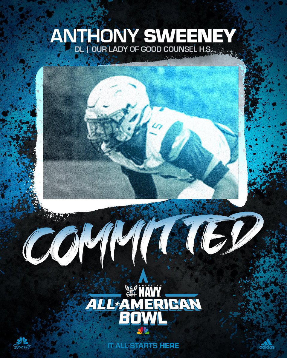 Anthony Sweeney (@tankmanbeast) on Twitter photo Locked in! I’m officially committed to the Navy All American Bowl‼️
<a href="/gcfootball/">GC Football</a> <a href="/TomLoy247/">Tom Loy</a> <a href="/AABonNBC/">Navy All-American Bowl</a> <a href="/ErikRichardsUSA/">Erik Richards</a> <a href="/Andrew_Ivins/">Andrew Ivins</a> Locked in! I’m officially committed to the Navy All American Bowl‼️
<a href="/gcfootball/">GC Football</a> <a href="/TomLoy247/">Tom Loy</a> <a href="/AABonNBC/">Navy All-American Bowl</a> <a href="/ErikRichardsUSA/">Erik Richards</a> <a href="/Andrew_Ivins/">Andrew Ivins</a>