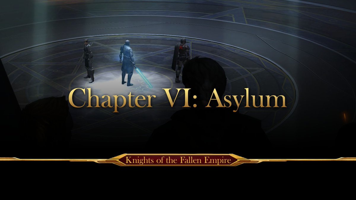 Exarch1's tweet photo. Knights of the Fallen Empire | Chapter VI: Asylum

Damage sustained during battle has forced the heroes to flee for ASYLUM, you must uncover Asylum's hidden threats before they extinguish any hope of victory

https://t.co/4jz23A5PGh

#SWTOR #StarWars https://t.co/s9ujZw0i3k