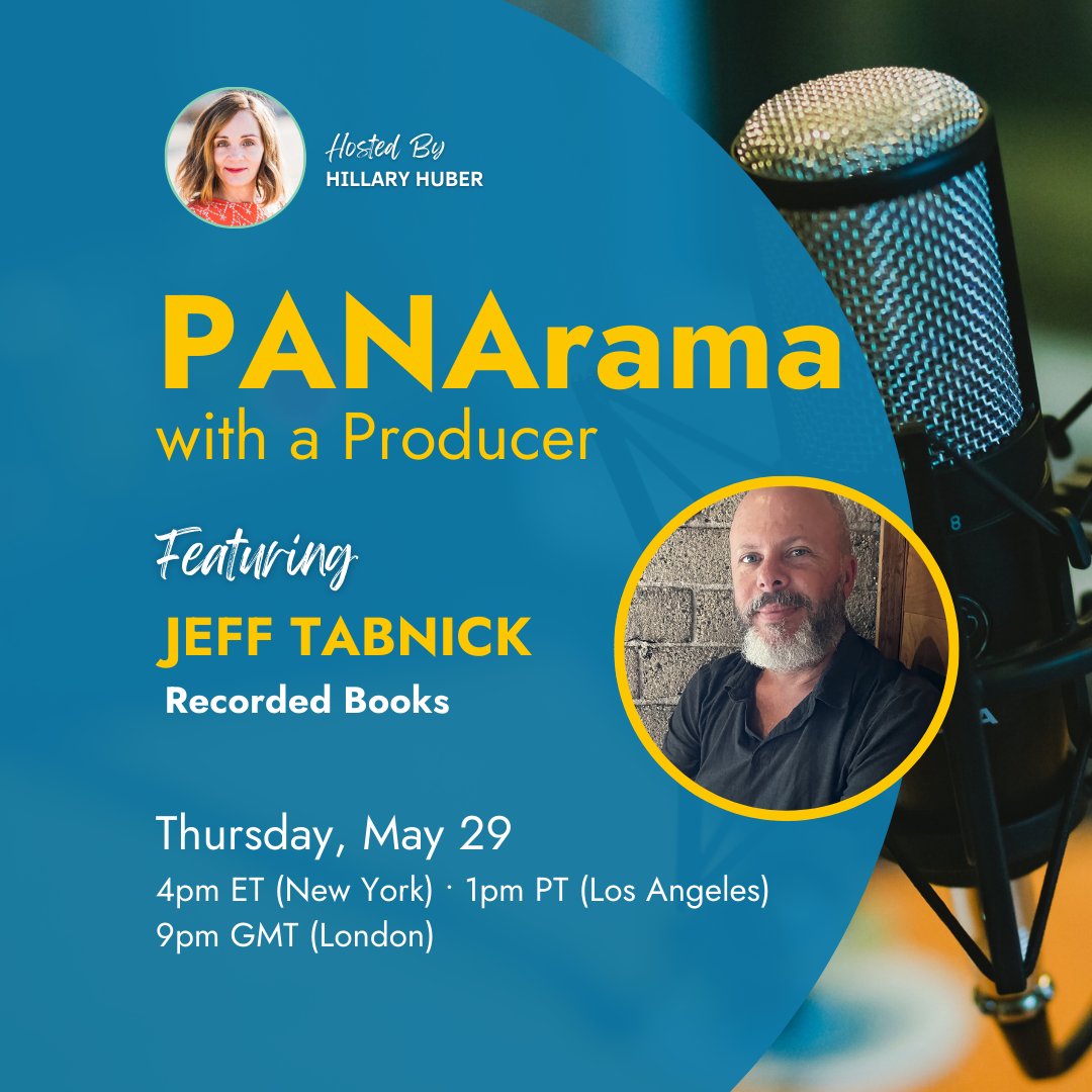 PANArama with a Producer: Jeff Tabnick from Recorded Books

Thu, May 29. 1pm PT | 4pm ET | 9pm BT
Join <a href="/HilaryOutLoud/">Hilary Marie</a> in conversation with <a href="/JeffTabnick/">Jeff Tabnick</a> of <a href="/recordedbooks/">Recorded Books</a>  Plus, 3 lottery-picked narrators will read and receive feedback.

Register at pronarrators.org.