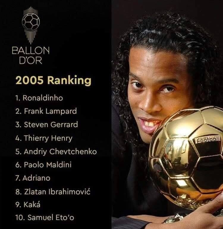 ¿Se imaginan a alguien en 2005 diciendo que Ronaldinho no merecía el Balón de Oro porque tenía 9 goles en Liga y no ganó la Champions?

Los nenes G/A destruyeron todo. No ven fútbol, ven numeritos.