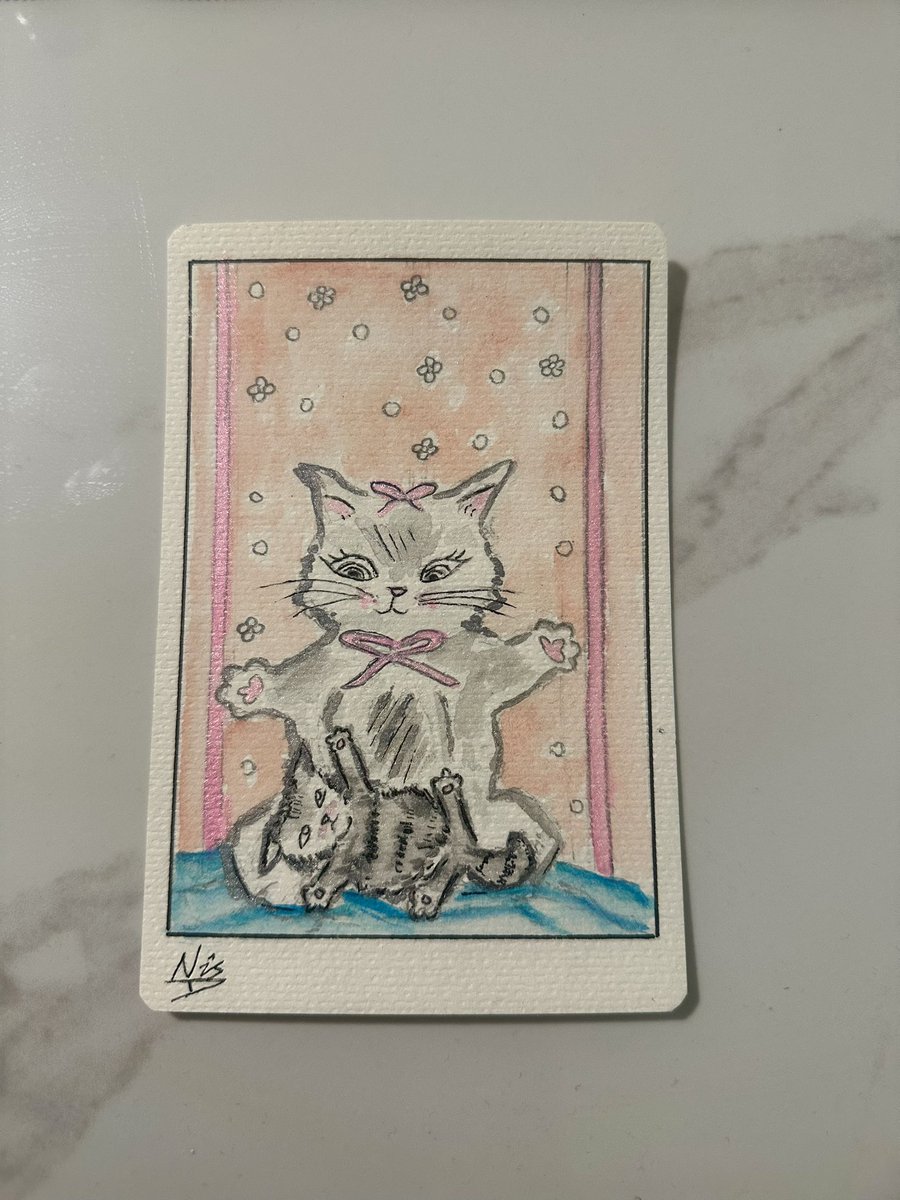thecatdirect's tweet photo. Cat and her kitten 🎀🐈‍⬛
Handmade original watercolour painting, 10x15cm on card 

#cat #catart #watercolour #painting #bow #kitten #art https://t.co/3ibi433GcR