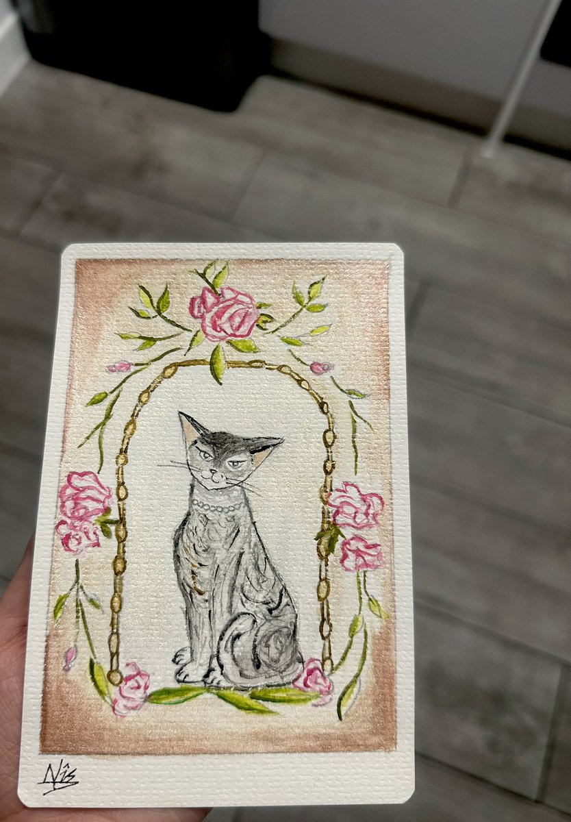 thecatdirect's tweet photo. Pretty little baby 🌸🐈‍⬛
Handmade original watercolour painting, 10x15cm on card 

#cat #catart #watercolour #painting #art #flowers #floral https://t.co/x8GAXtB7ur