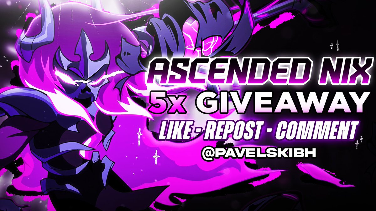🟣5x Ascended Nix Giveaway🟣

To Enter the Giveaway you must:😳

🥇Follow Me! (<a href="/PavelskiBH/">Pavelski</a>)
🥈Like and Repost!
🥉Tag your friends!

🎈5 Lucky Winners will be Chosen in 2-3 Weeks.🎉

#Brawlhalla #brawlhallagiveaway #giveaway