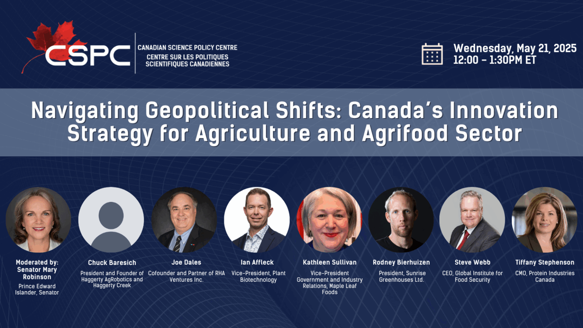 📢 Watch the <a href="/sciencepolicy/">Canadian Science Policy Centre (CSPC)</a> panel: Navigating Geopolitical Shifts – Canada’s Innovation Strategy for Agriculture &amp; Agri-Food

🗓️ May 21 | 🕛 12–1:30 PM ET

🌍 Explore how the sector can adapt to global shifts in trade, climate &amp; tech.

🔗 Register here: livestockresearch.ca/event/navigati…