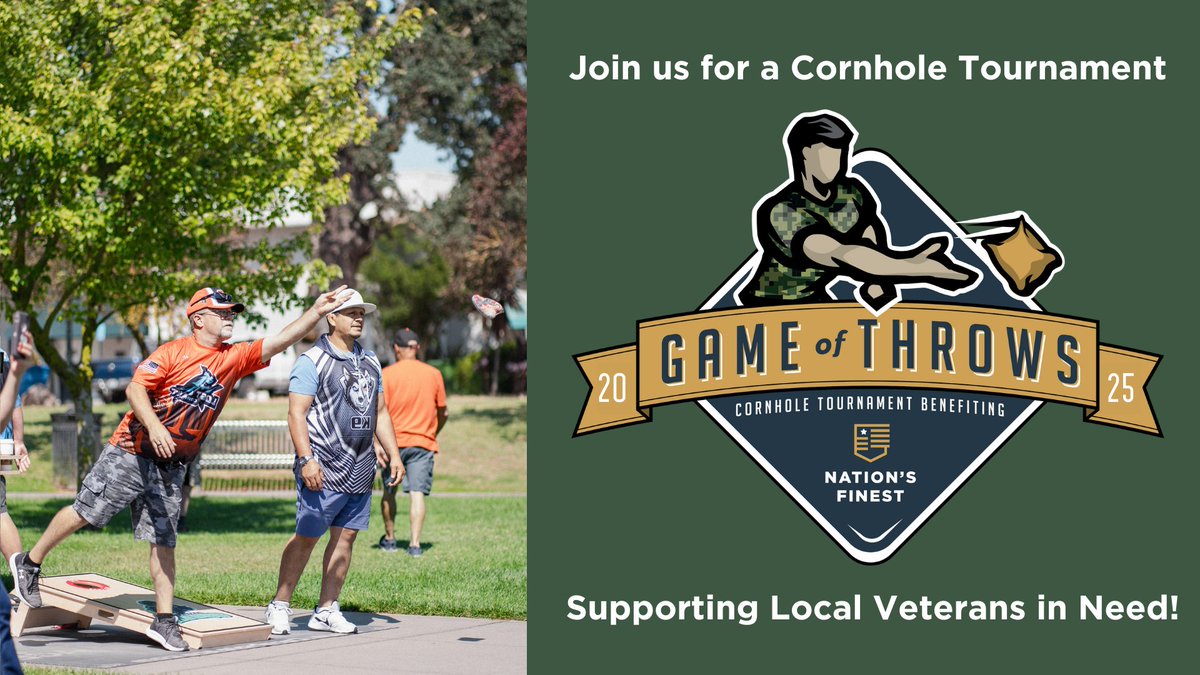 Join us THIS SATURDAY for a Cornhole Tournament Fundraiser benefiting Nation's Finest Eureka!

Every toss makes a difference: 100% of proceeds will go towards programs helping Veterans with housing, healthcare, employment services, case management, and more.

📍Where: Fortuna