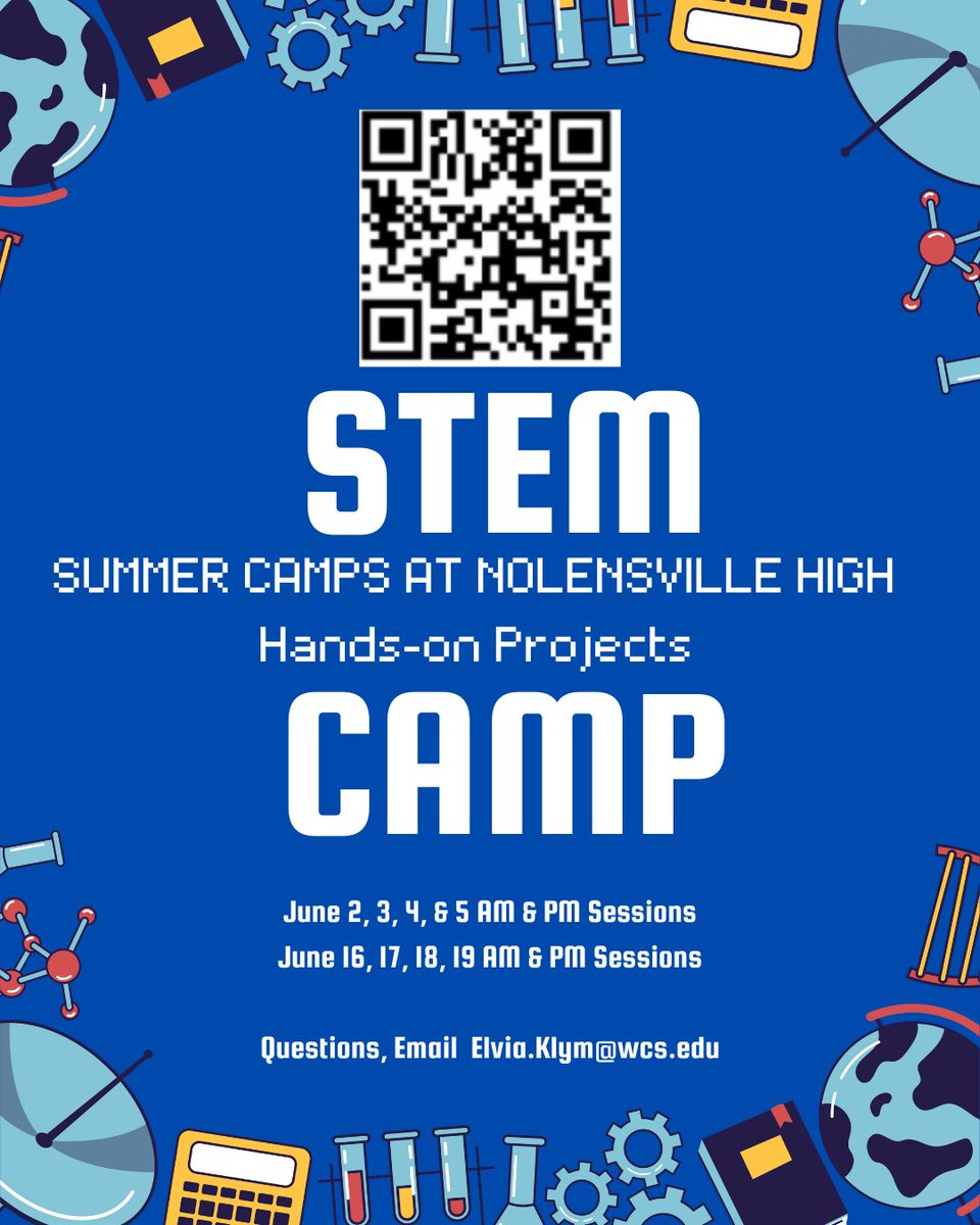 We are happy to offer a 4 day STEM Camp. Students will explore engineering and technology through various hands-on projects. Led by the NHS Engineering teacher and students. AM &amp; PM session available. 
Find out more here forms.office.com/r/6ZJ4jVN5QS 
#STEM #summercamp