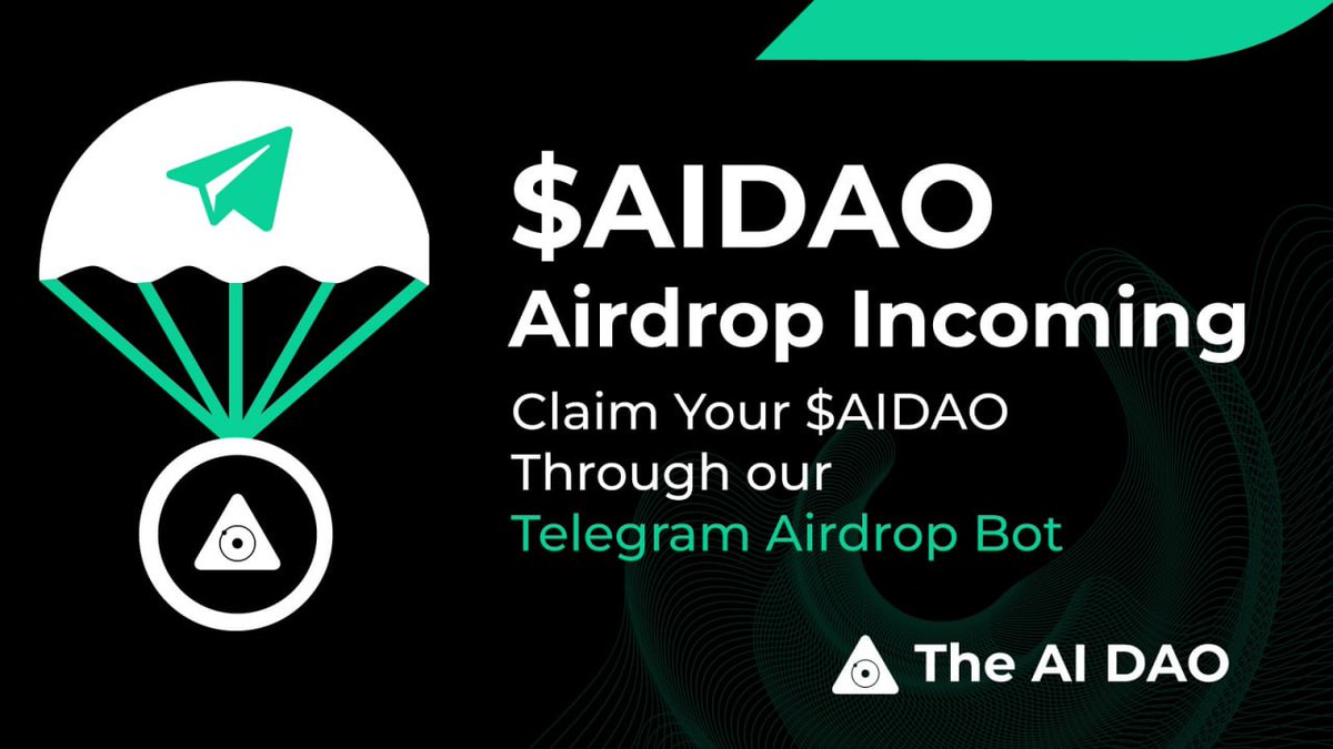 💧 AI DAO Airdrop💧

🏆 Task:          ➕  Unlimited Points

👨‍👩‍👧 Referral:    ➕  25% of the referrals' earnings.

🔛 Airdrop Link &amp; Information: t.me/AirdropStar/76…

#cryptocurrency #Airdrop #Bitcoin #AIDAO #Airdropstario