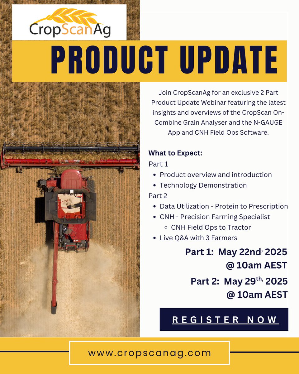 Catch us on the tractor next Thursday for our live product update, learn everything there is to know about CropScan On Combine Grain Analysers, click on the link below to register:
cognitoforms.com/cropscanag/cro…