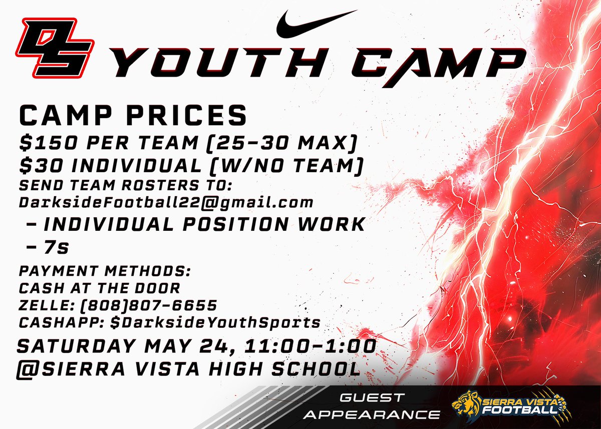 Next Saturday! Youth players age 10+ come on out and improve your skills!