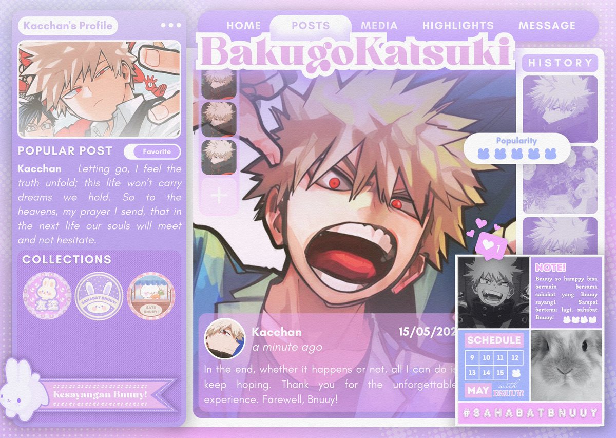 arigetou's tweet image. ⠀
After a week with Bnuuy, the sky feels less heavy. I can smile again now like petals letting go in spring.  I, Bakugo Katsuki, will carry this warmth gently, for in some tender corner of the universe, we’re still chasing butterflies together.
⠀