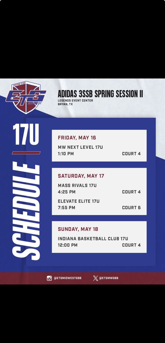 Here’s my schedule for this weekend! <a href="/ETGmwgbb/">ETG Midwest Elite Girls 3SSB</a>