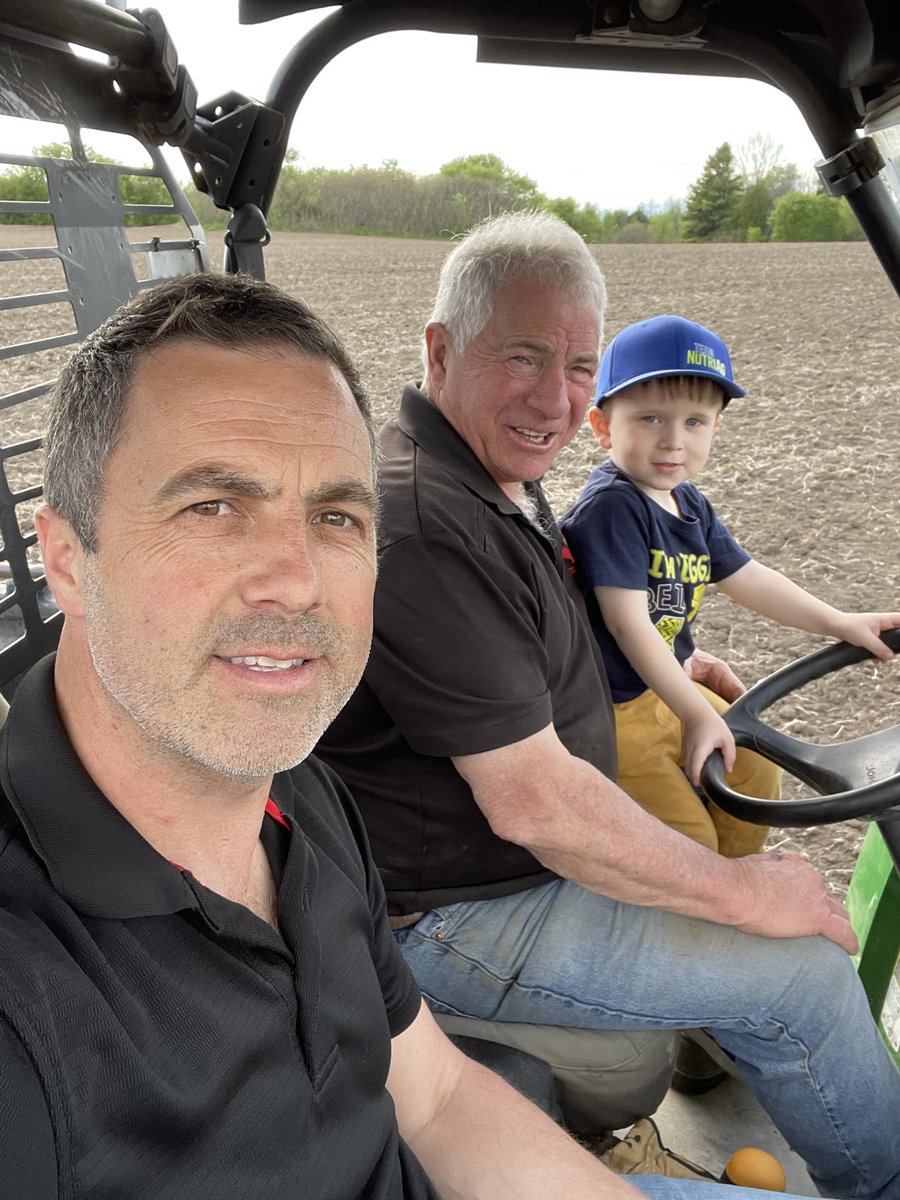 Cash was helping with a couple important farm jobs tonight - picking stones and checking planting depth - also helping poppa drive the gator. #plant25 #ontag #teamnutriag