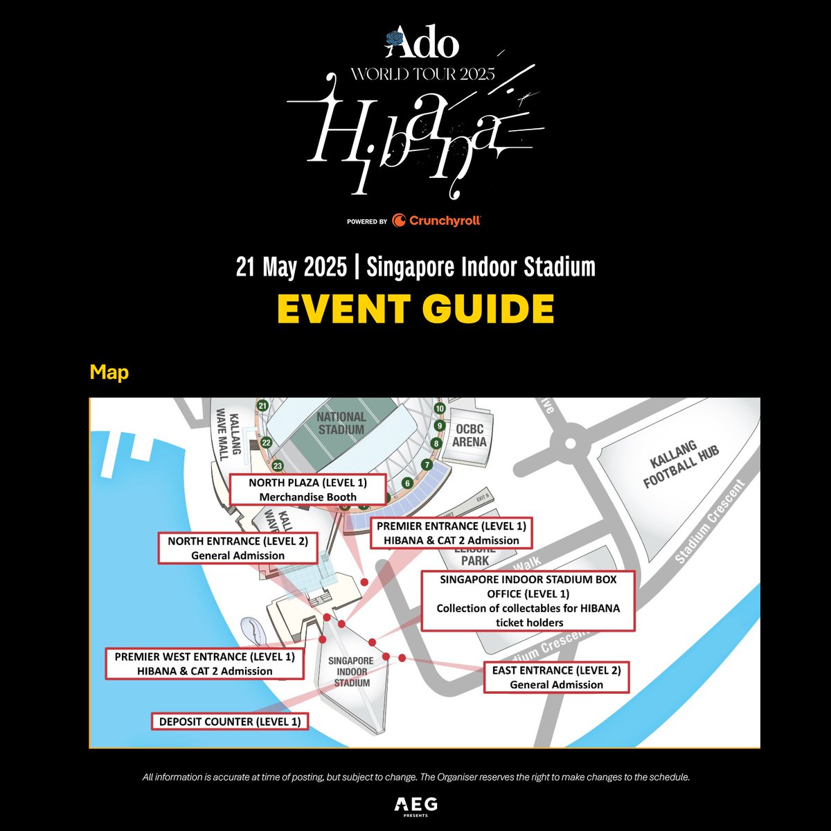 AEG Presents Asia (@aegpresentsasia) on Twitter photo It's almost time for ๐๐ฑ๐ผ ๐ช๐ข๐ฅ๐๐ ๐ง๐ข๐จ๐ฅ ๐ฎ๐ฌ๐ฎ๐ฑ โ๐๐ถ๐ฏ๐ฎ๐ป๐ฎโ ๐ฃ๐ผ๐๐ฒ๐ฟ๐ฒ๐ฑ ๐ฏ๐ ๐๐ฟ๐๐ป๐ฐ๐ต๐๐ฟ๐ผ๐น๐น ๐ถ๐ป ๐ฆ๐ถ๐ป๐ด๐ฎ๐ฝ๐ผ๐ฟ๐ฒ! ๐ฅ
Be sure to read the event guide, and see you there on 21 May 2025 at the Singapore Indoor Stadium.
#AdoHibana It's almost time for ๐๐ฑ๐ผ ๐ช๐ข๐ฅ๐๐ ๐ง๐ข๐จ๐ฅ ๐ฎ๐ฌ๐ฎ๐ฑ โ๐๐ถ๐ฏ๐ฎ๐ป๐ฎโ ๐ฃ๐ผ๐๐ฒ๐ฟ๐ฒ๐ฑ ๐ฏ๐ ๐๐ฟ๐๐ป๐ฐ๐ต๐๐ฟ๐ผ๐น๐น ๐ถ๐ป ๐ฆ๐ถ๐ป๐ด๐ฎ๐ฝ๐ผ๐ฟ๐ฒ! ๐ฅ
Be sure to read the event guide, and see you there on 21 May 2025 at the Singapore Indoor Stadium.
#AdoHibana