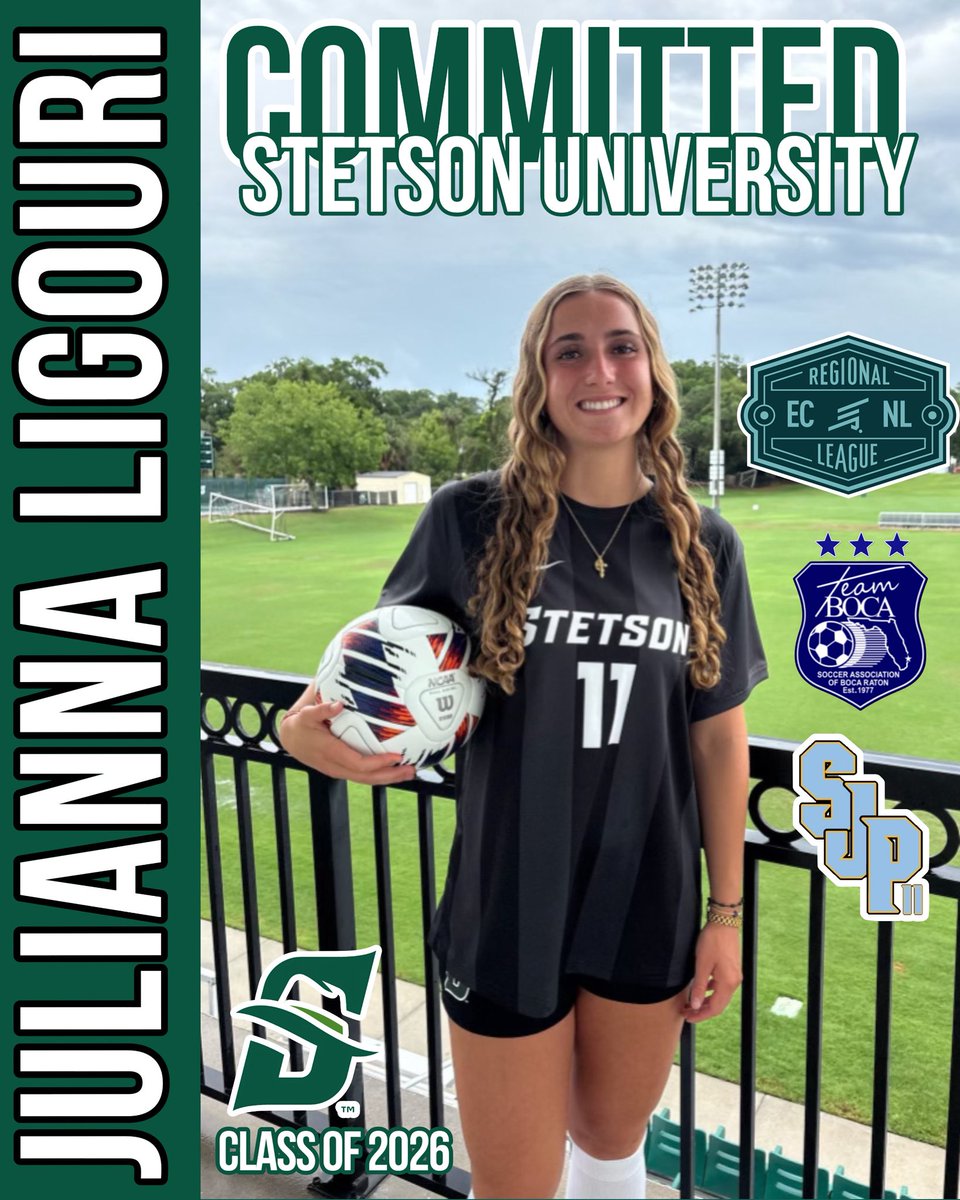 Congratulations Julianna!!! Julianna Liguori from our U17 ECNL-RL team is heading to Stetson University to continue her academic and soccer career!

 <a href="/FYSASoccer/">Florida Youth Soccer</a>  <a href="/USYouthSoccer/">US Youth Soccer</a> @GotSoccer @palmbeachcountyfl   <a href="/ECNLgirls/">ECNL Girls</a> <a href="/TheECNL/">The ECNL</a> <a href="/USClubSoccer/">US Club Soccer</a> <a href="/CityBocaRaton/">City of Boca Raton</a> <a href="/pbcgov/">Palm Beach County</a> <a href="/PrepSoccer/">Prep Soccer ⚽️</a>