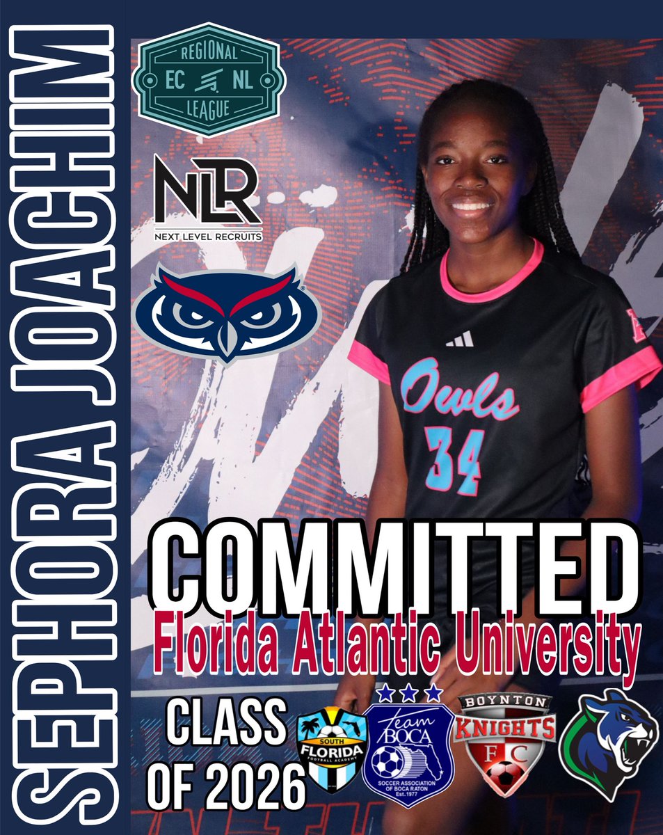 Congratulations Sephora!!! Sephora Joachim  from our U19 ECNL-RL team is heading to Florida Atlantic University to continue her academic and soccer career! <a href="/TheECNL/">The ECNL</a> <a href="/ECNLgirls/">ECNL Girls</a> <a href="/CityBocaRaton/">City of Boca Raton</a> <a href="/pbcgov/">Palm Beach County</a> <a href="/USClubSoccer/">US Club Soccer</a>