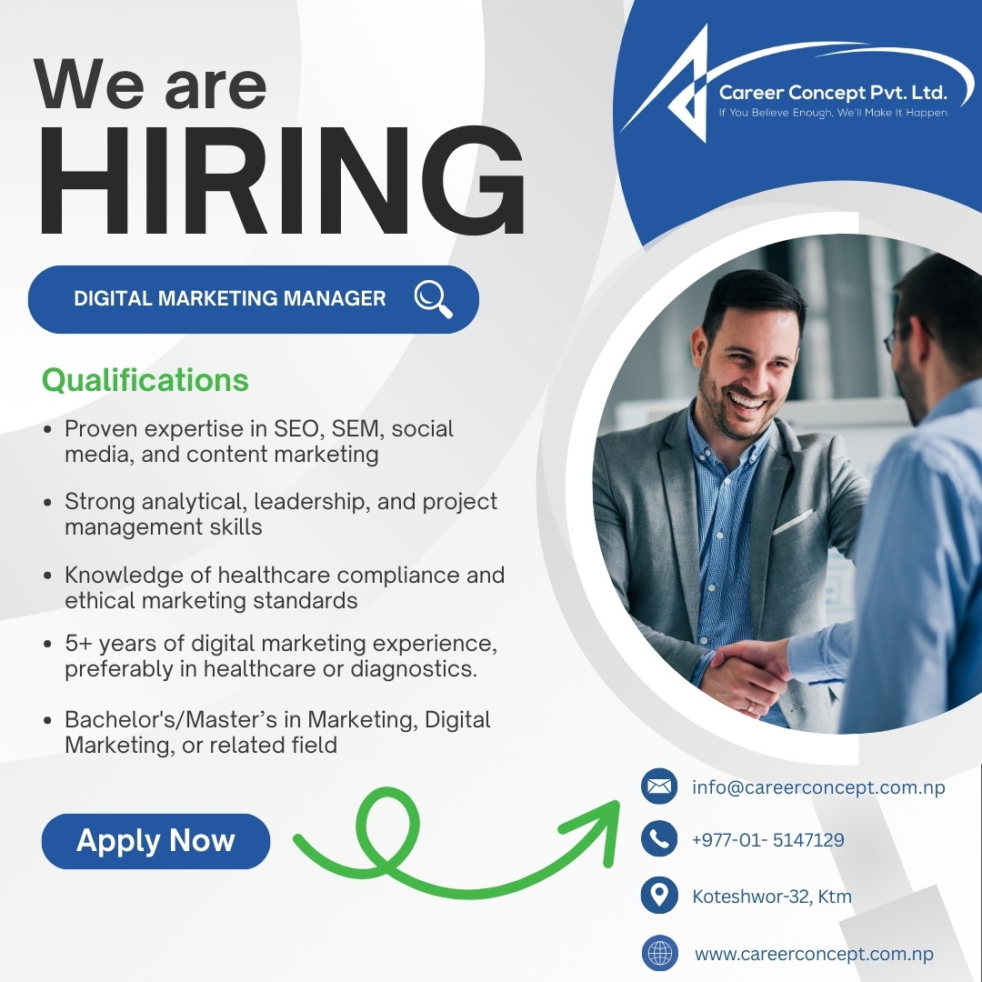 career_concept_'s tweet image. Mail your cv at info@careerconcept.com.np
#digital #marketig #officer #manager #quality #control #sales #executive #jobsearch #hotjob #hiringnow #nowhiring #jobseekers #jobsearch #careerchat #jobposting #recruiting #careerchange #dreamjob #hiringnow #recruitment #careerconcept