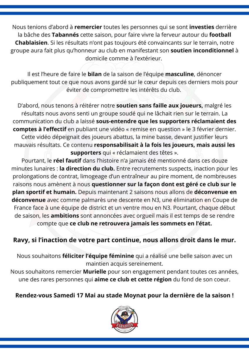 Rendez-vous ce samedi à Moynat pour la dernière de la saison !