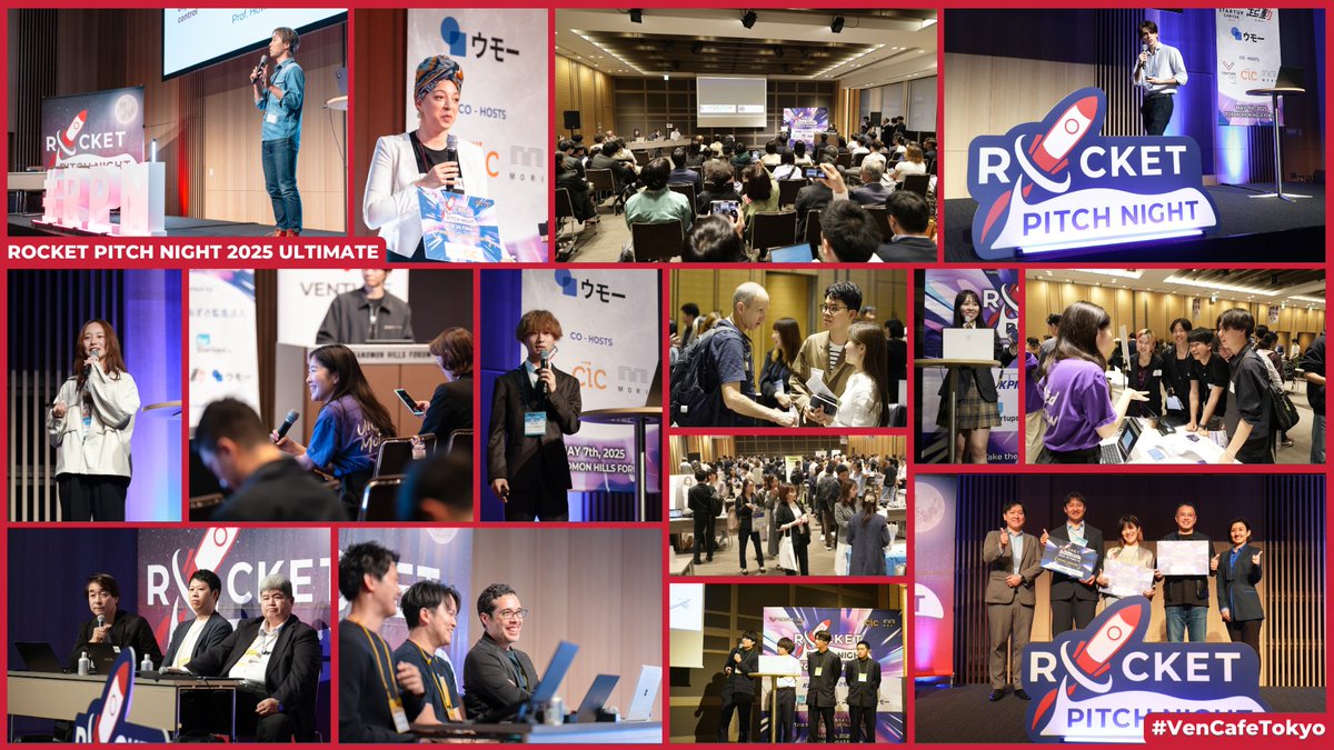 VenCafeTokyo's tweet photo. 🚀「ROCKET PITCH NIGHT 2025 ULTIMATE」🚀へのご参加ありがとうございました！

先日は、約100組のピッチ登壇者と1,000名の参加者の皆さまと共に、
ROCKET PITCH NIGHT 2025 ULTIMATE を開催しました！🔥

今回は TRACK#1, TRACK#2, U18ピッチ の3ステージで同時にピッチ・セッションを実施！
8つのカテゴリーに分かれた登壇者の皆さんが、3分のピッチに想いを込めて、それぞれのアイディアを力強くシェアしました。
デモテーブル・ネットワーキングスペースも終始大盛り上がりでした！

これからもVenture Café Tokyoは、皆さんの挑戦を後押しし、新しいつながりが生まれる場を創っていきます。
#RocketPitchNight #VentureCafeTokyo