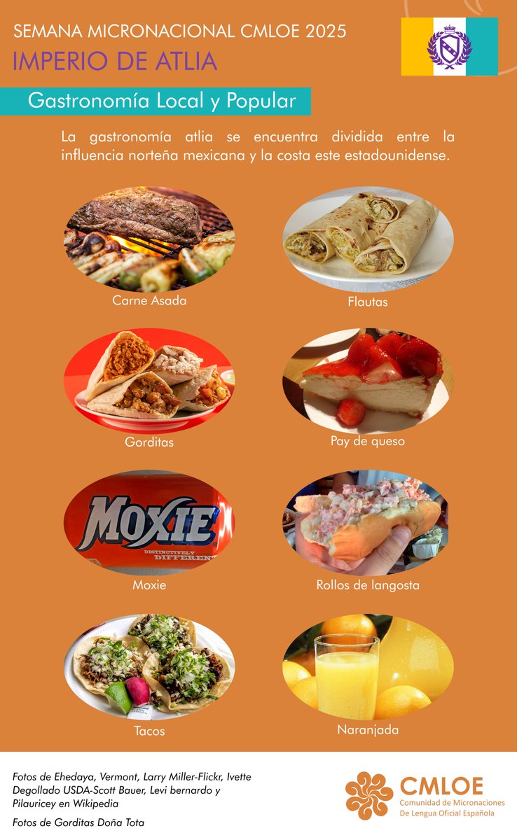 La gastronomía atlia está principalmente compuesta por sus regiones en el norte de México y las de la costa este de Estados Unidos. #SemanaCulturalCMLOE2025 #CMLOE