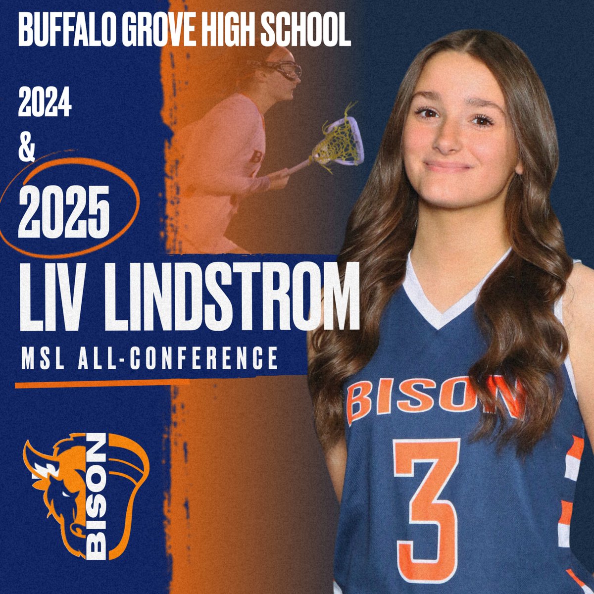Congratulations to Buffalo Grove's Liv Lindstrom on being named to the MSL All-Conference team for the second year in a row! Awesome, Liv! <a href="/BGBisonAD/">Buffalo Grove Athletics</a>