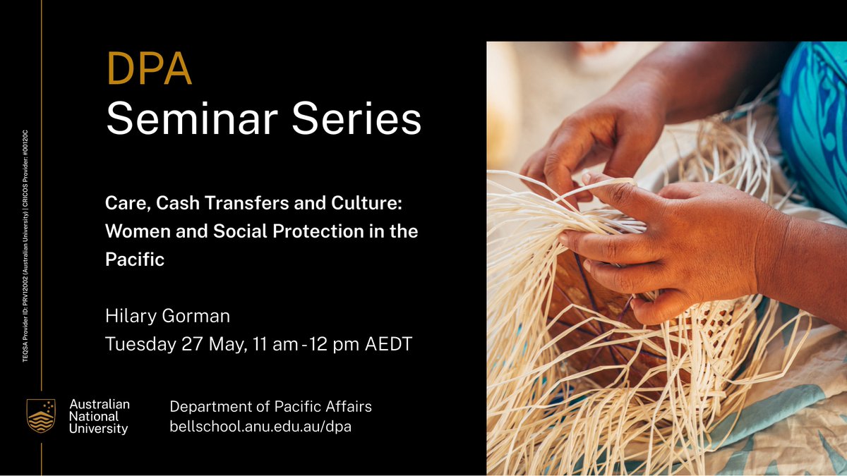 Department of Pacific Affairs (DPA) (@anudpa) on Twitter photo Join us to examine how formal assistance programs interact with traditional systems in Fiji, Cook Islands, and Marshall Islands, and what that means for women’s economic inclusion.
🗓️ Tue, 27 May 2025, 11:00am – 12:00pm
🔗 shorturl.at/dFgtA
<a href="/ANUasiapacific/">ANU College of Asia and the Pacific</a> <a href="/ANUBellSchool/">ANUBellSchool</a> Join us to examine how formal assistance programs interact with traditional systems in Fiji, Cook Islands, and Marshall Islands, and what that means for women’s economic inclusion.
🗓️ Tue, 27 May 2025, 11:00am – 12:00pm
🔗 shorturl.at/dFgtA
<a href="/ANUasiapacific/">ANU College of Asia and the Pacific</a> <a href="/ANUBellSchool/">ANUBellSchool</a>